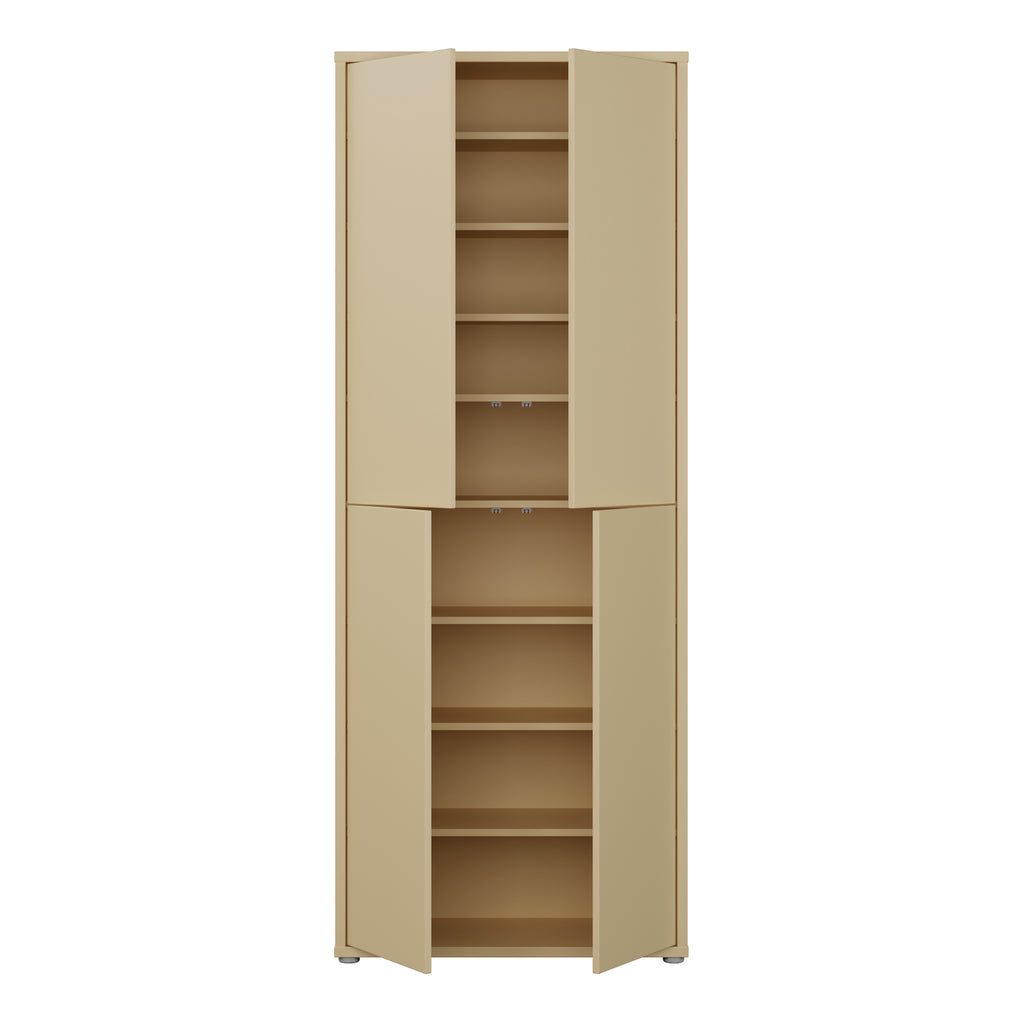 Alice Springs Tall Shoe Cabinet with 4 Doors Push-to-Open in Butter Yellow