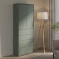Alice Springs Tall Storage Cabinet with Push-to-Open Doors & 4 Drawers in Sage Green