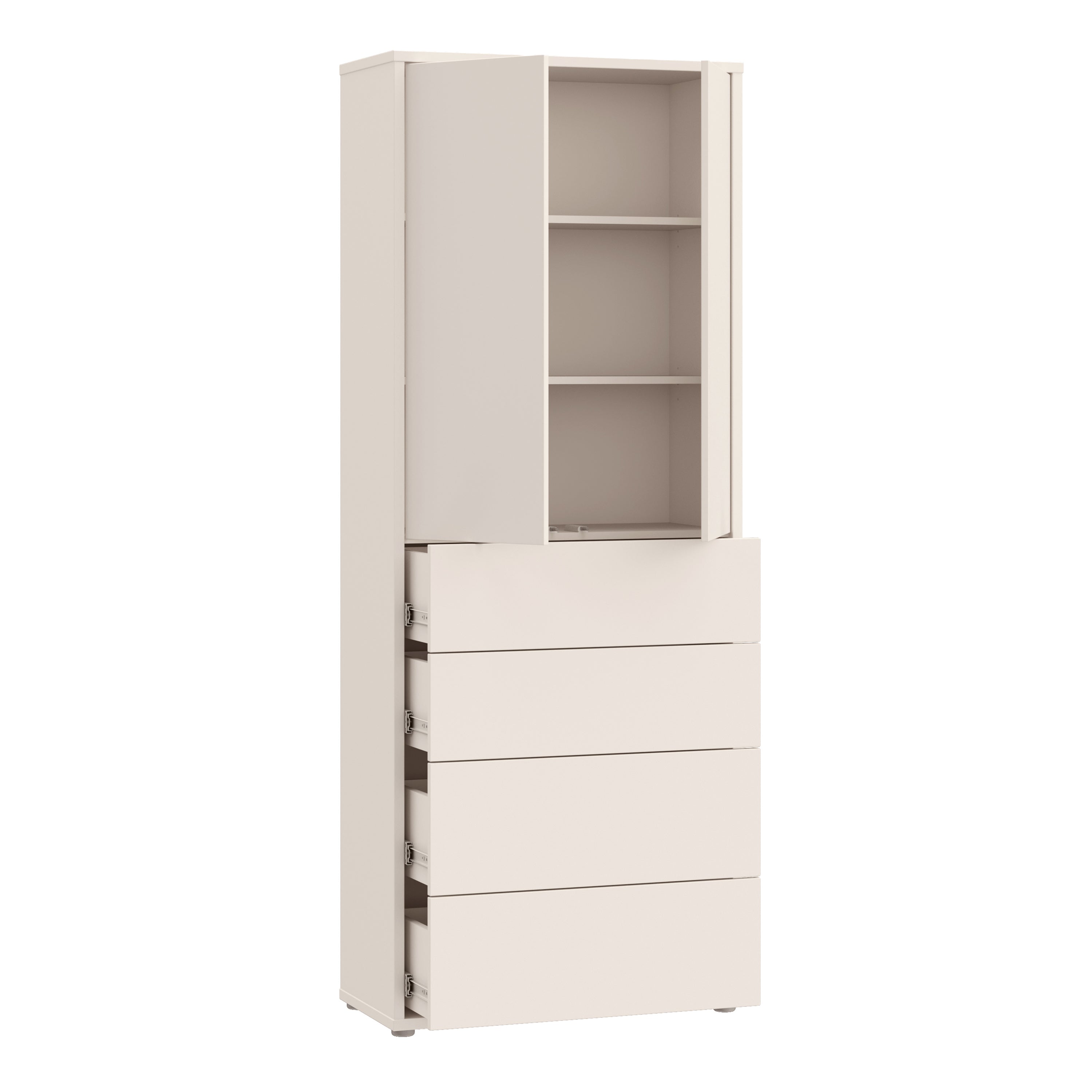 Alice Springs Tall Storage Cabinet with Push-to-Open Doors & 4 Drawers in Sand