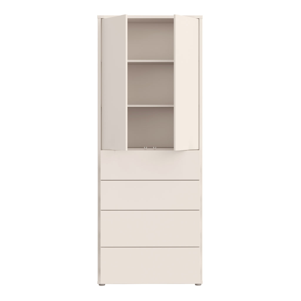 Alice Springs Tall Storage Cabinet with Push-to-Open Doors & 4 Drawers in Sand