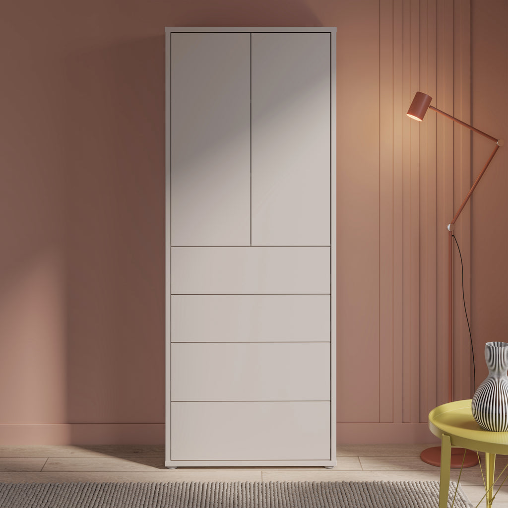 Alice Springs Tall Storage Cabinet with Push-to-Open Doors & 4 Drawers in Sand