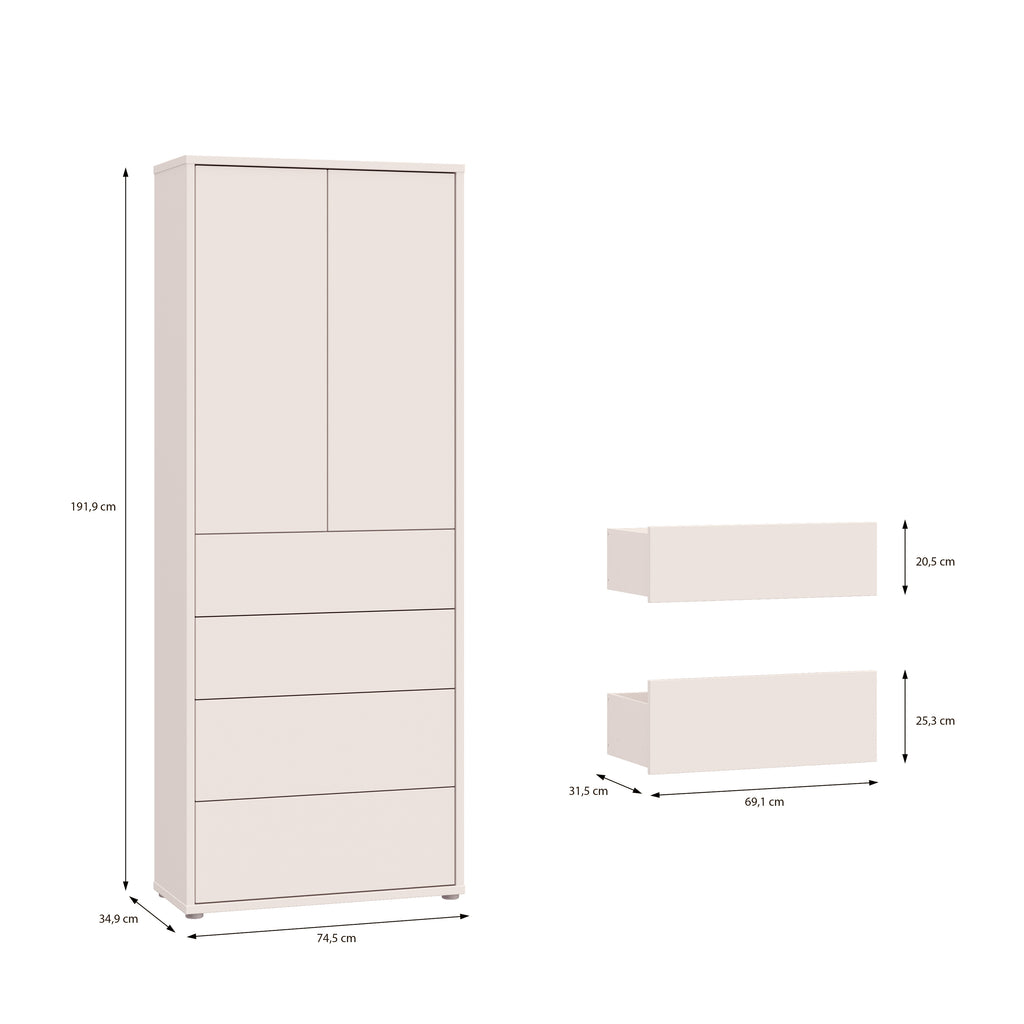 Alice Springs Tall Storage Cabinet with Push-to-Open Doors & 4 Drawers in Sand