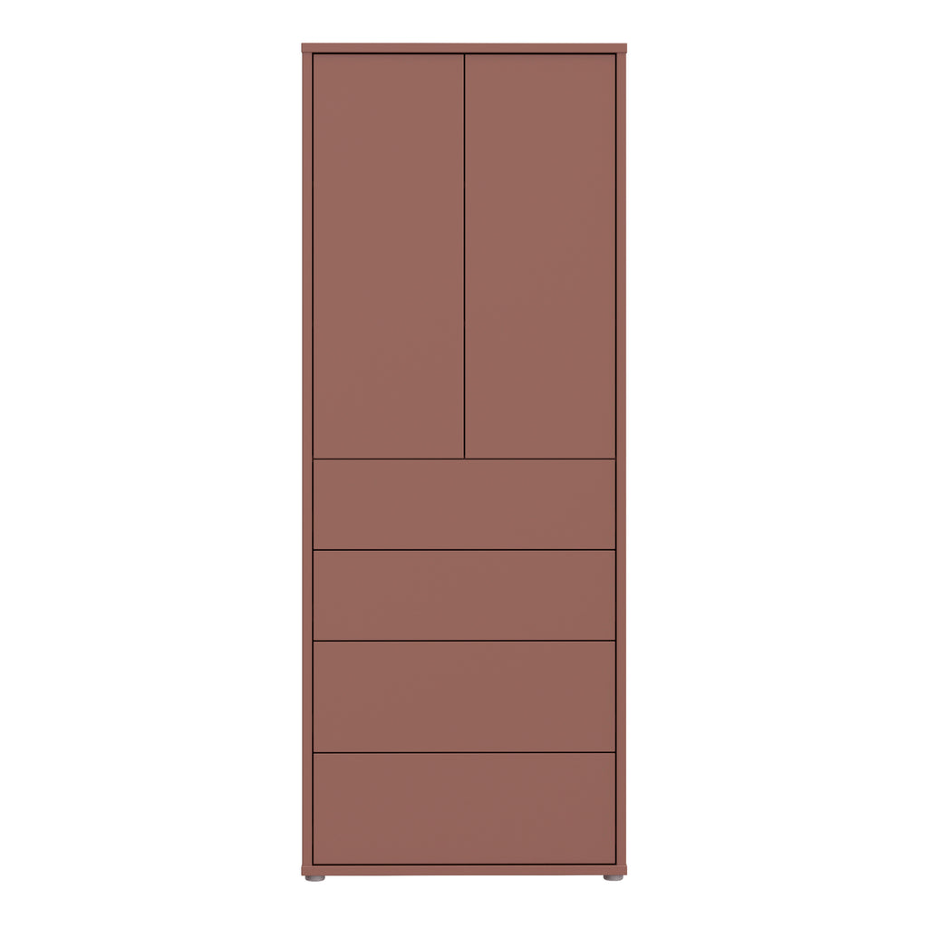 Alice Springs Tall Storage Cabinet with Push-to-Open Doors & 4 Drawers in Terracotta