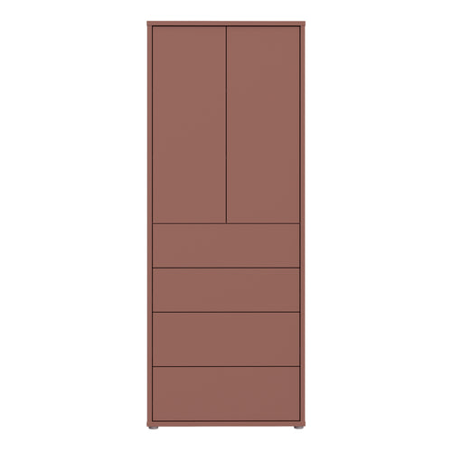 Alice Springs Tall Storage Cabinet with Push-to-Open Doors & 4 Drawers in Terracotta