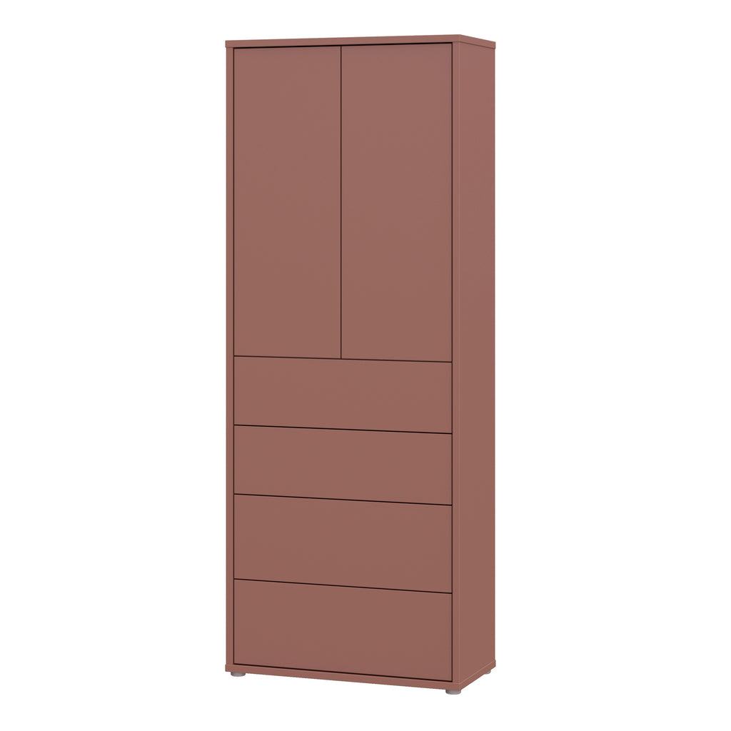 Alice Springs Tall Storage Cabinet with Push-to-Open Doors & 4 Drawers in Terracotta