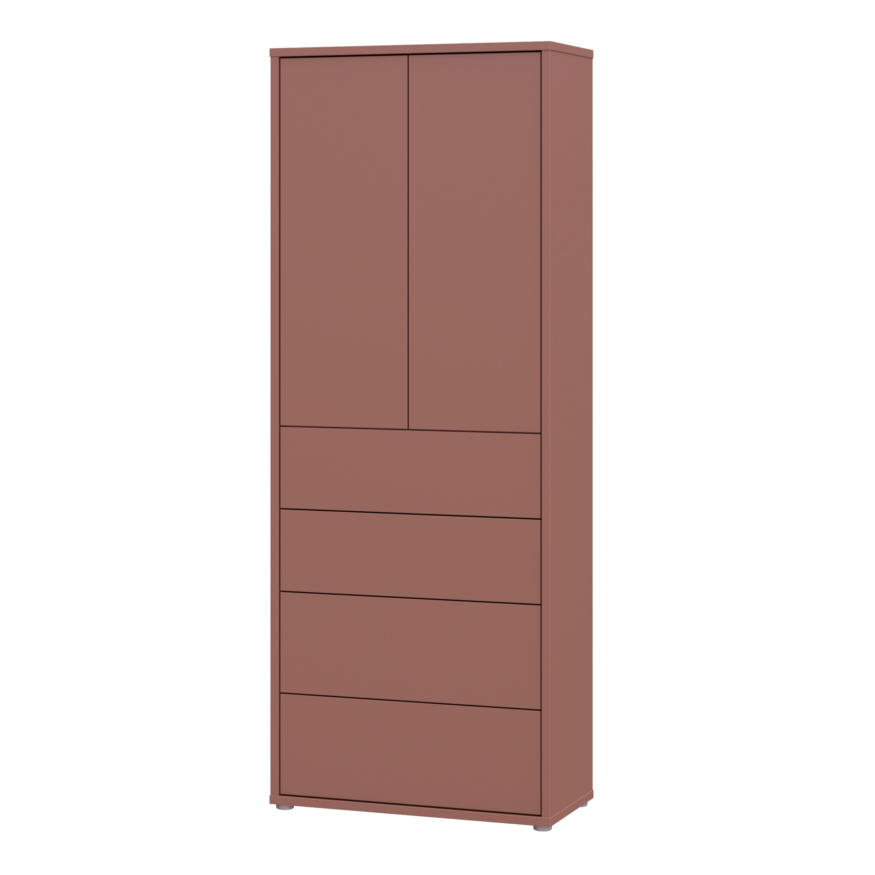 Alice Springs Tall Storage Cabinet with Push-to-Open Doors & 4 Drawers in Terracotta