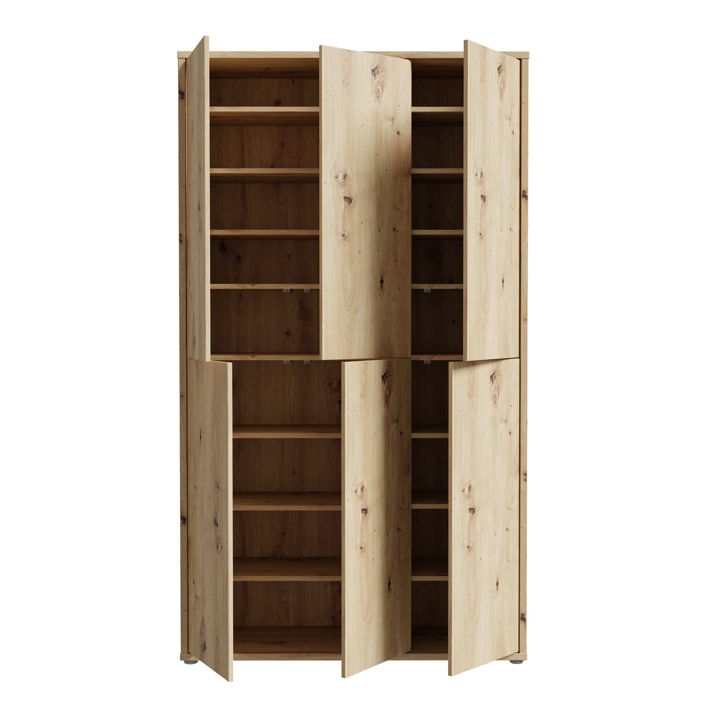 Alice Springs Shoe Cabinet with 6 Doors Push-to-Open in Artisan Oak