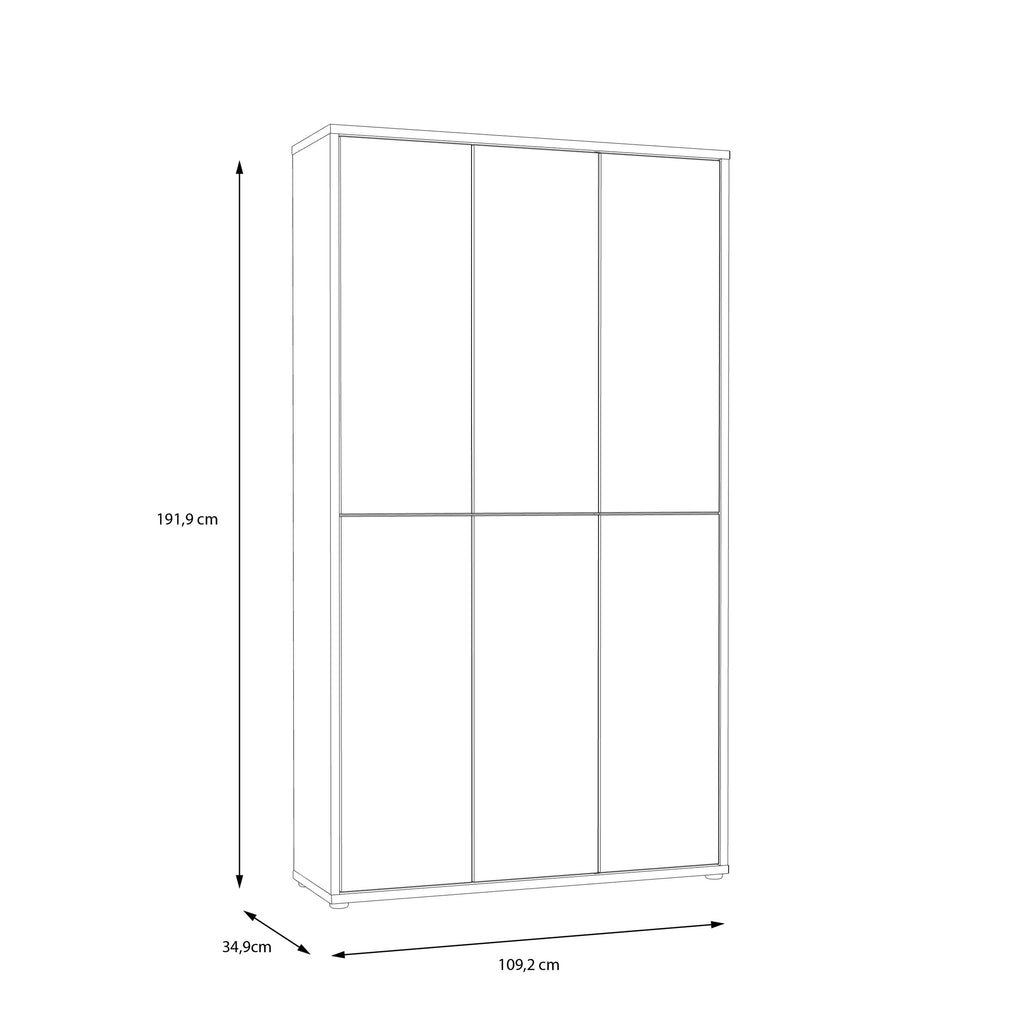 Alice Springs Shoe Cabinet with 6 Doors Push-to-Open in Artisan Oak