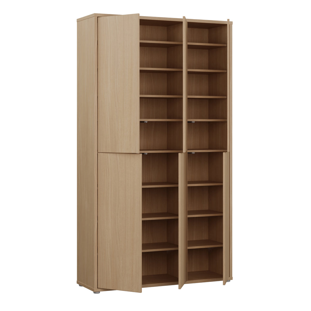Alice Springs Tall Shoe Cabinet with 6 Doors Push-to-Open in Elegancia Oak