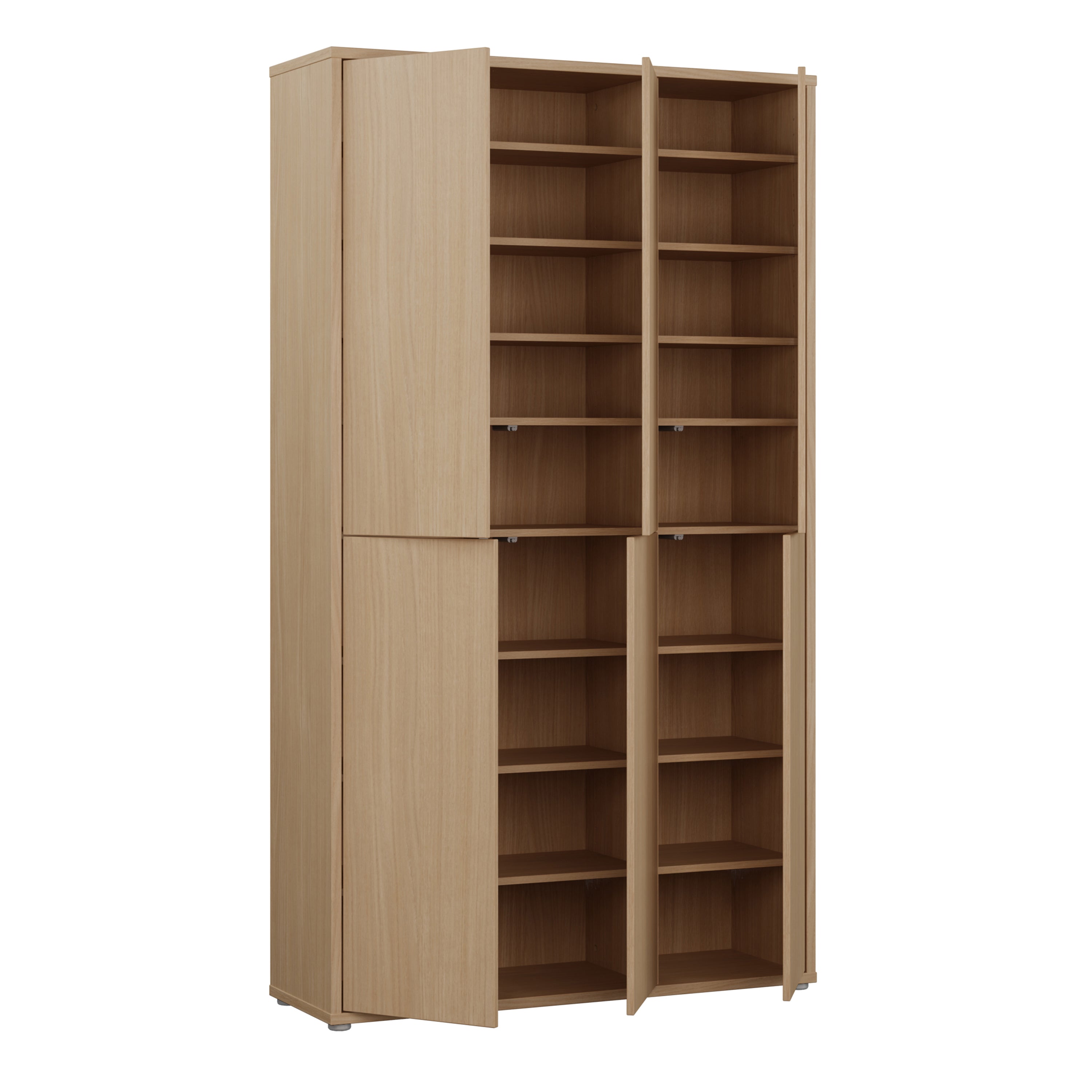 Alice Springs Tall Shoe Cabinet with 6 Doors Push-to-Open in Elegancia Oak