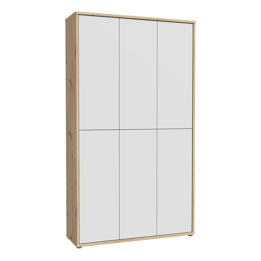 Alice Springs Shoe cabinet with 6 Doors Push-to-Open in Artisan Oak and Light Grey Doors