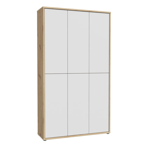 Alice Springs Shoe cabinet with 6 Doors Push-to-Open in Artisan Oak and Light Grey Doors
