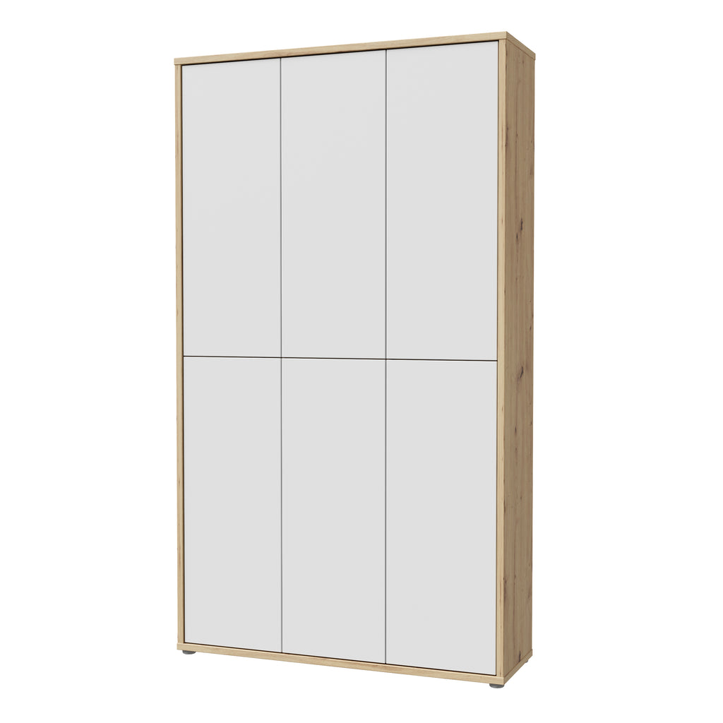 Alice Springs Shoe cabinet with 6 Doors Push-to-Open in Artisan Oak and Light Grey Doors