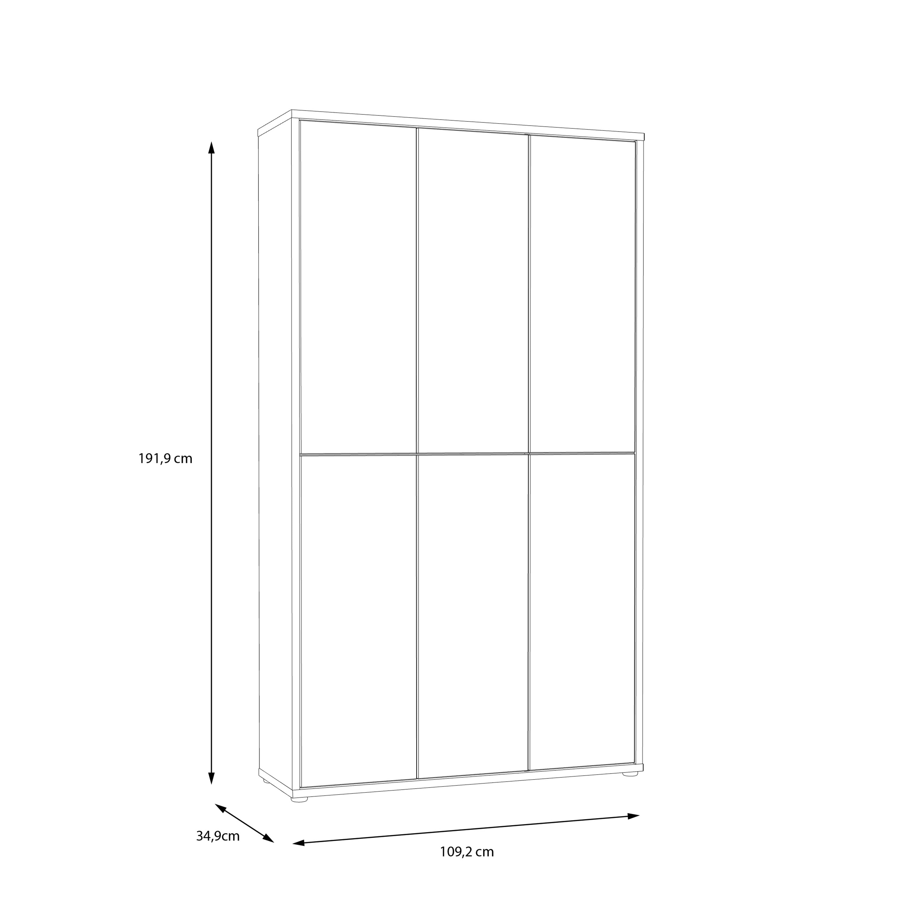 Alice Springs Shoe Cabinet with 6 Doors Push-to-Open in Artisan Oak and Sage Green Doors