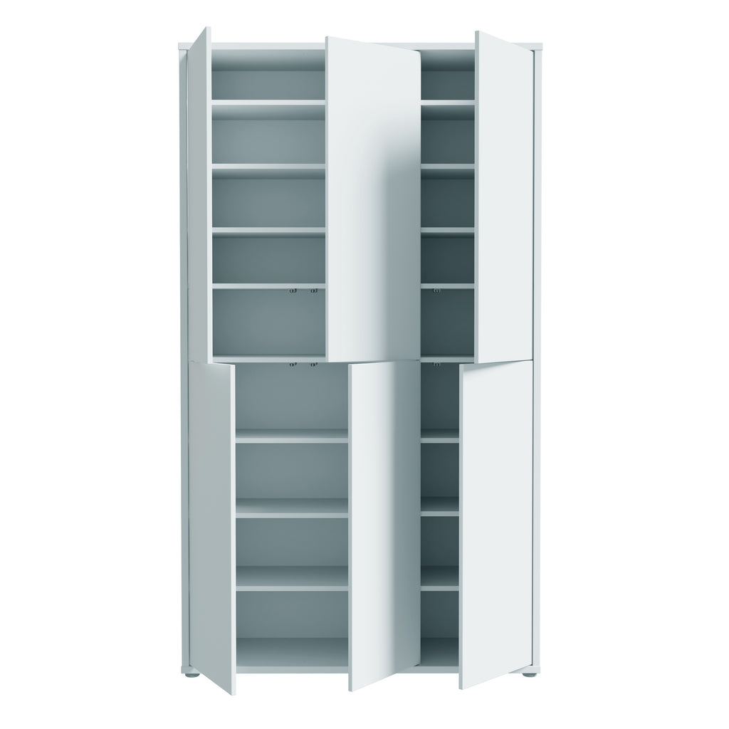 Alice Springs Tall Shoe Cabinet with 6 Doors Push-to-Open in Light Grey