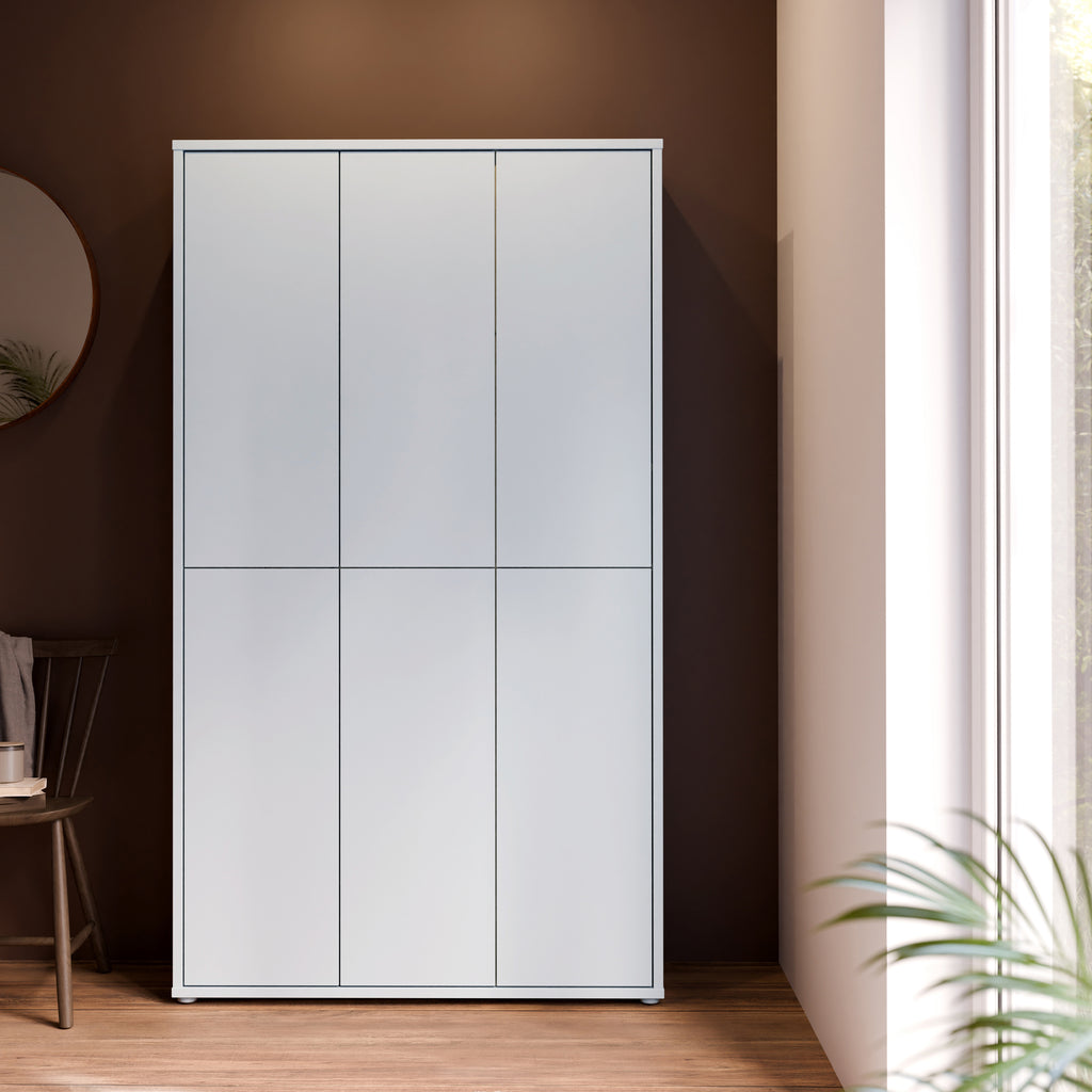 Alice Springs Tall Shoe Cabinet with 6 Doors Push-to-Open in Light Grey