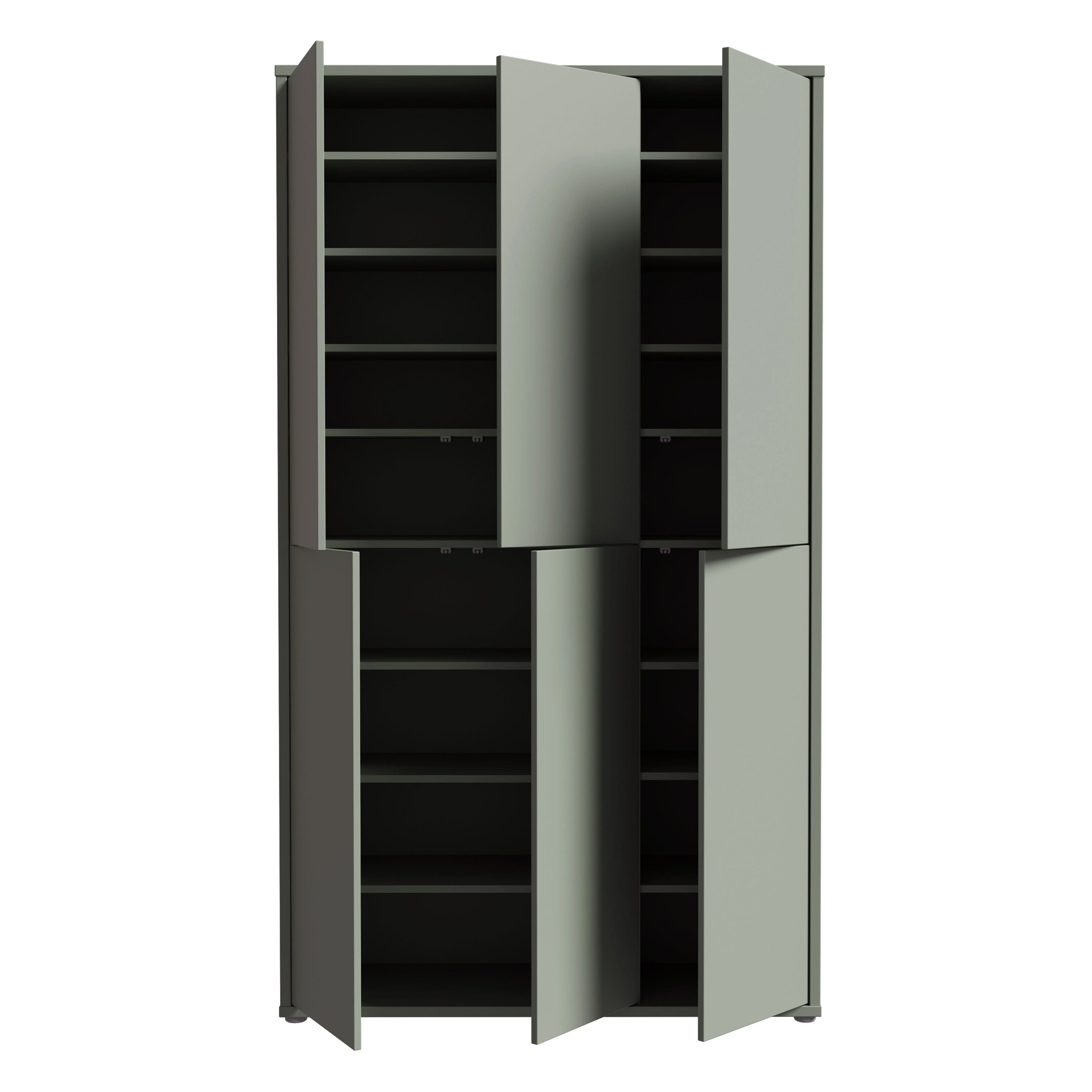 Alice Springs Tall Shoe Cabinet with 6 Doors Push-to-Open in Sage Green