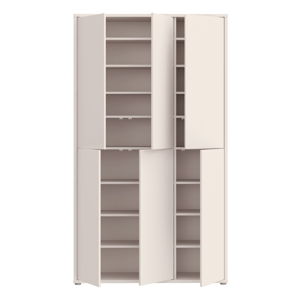 Alice Springs Tall Shoe Cabinet with 6 Doors Push-to-Open in Sand