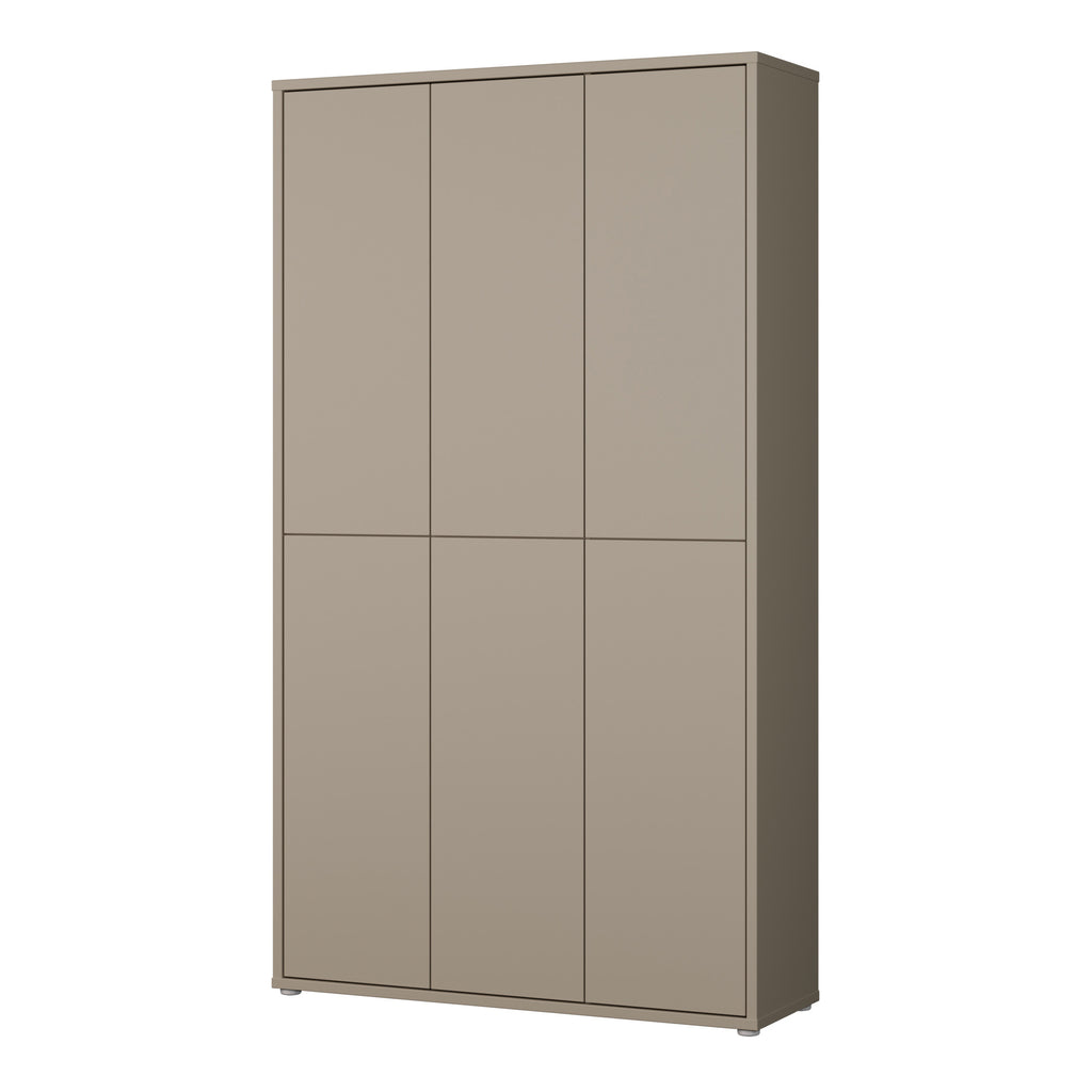 Alice Springs Tall Shoe Cabinet with 6 Doors Push-to-Open in Taupe