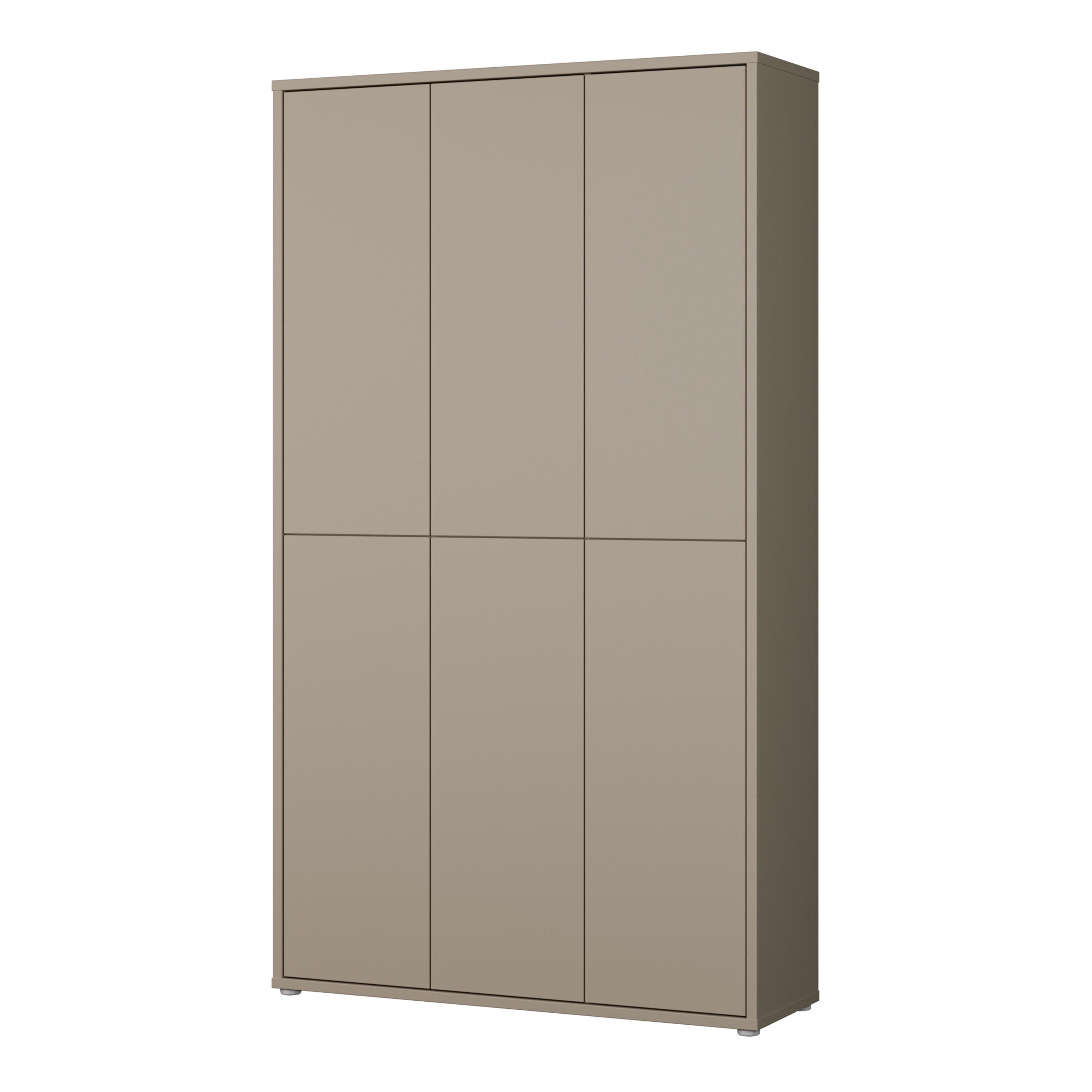Alice Springs Tall Shoe Cabinet with 6 Doors Push-to-Open in Taupe