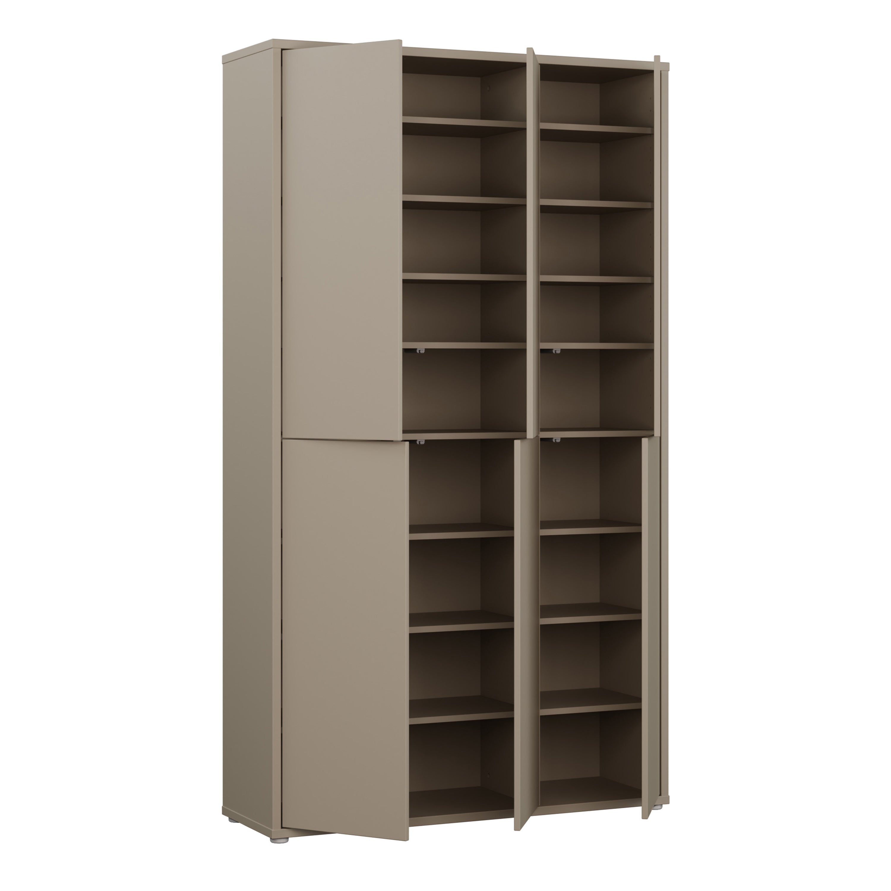 Alice Springs Tall Shoe Cabinet with 6 Doors Push-to-Open in Taupe
