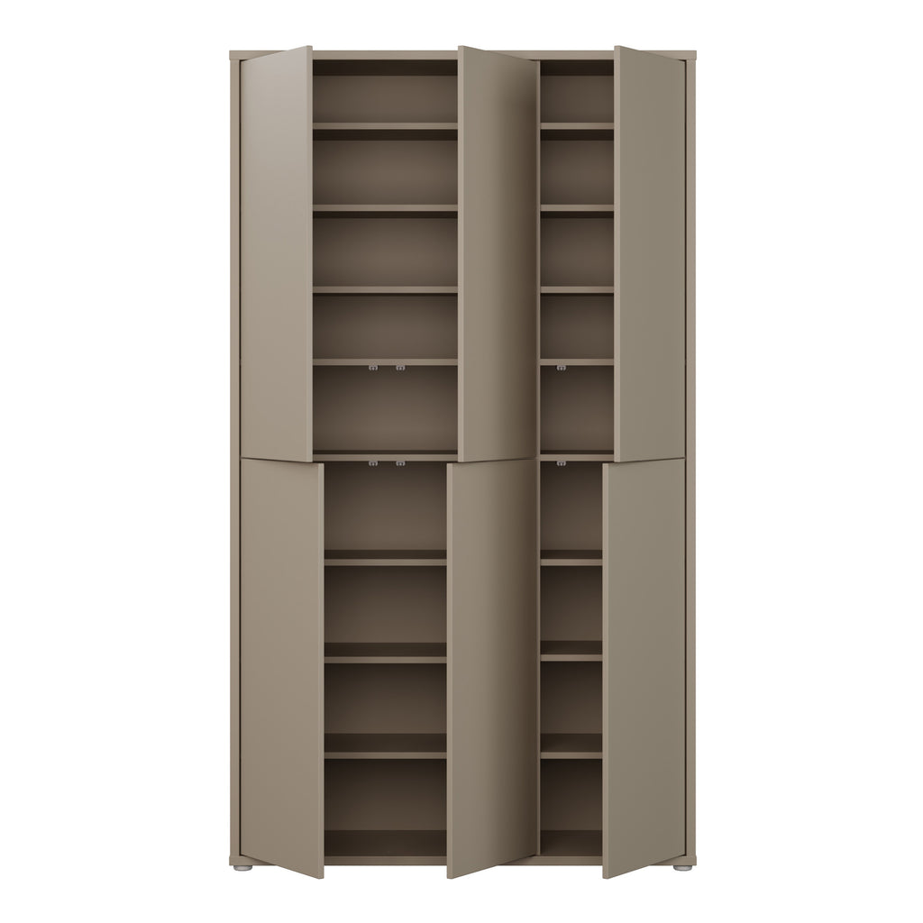 Alice Springs Tall Shoe Cabinet with 6 Doors Push-to-Open in Taupe