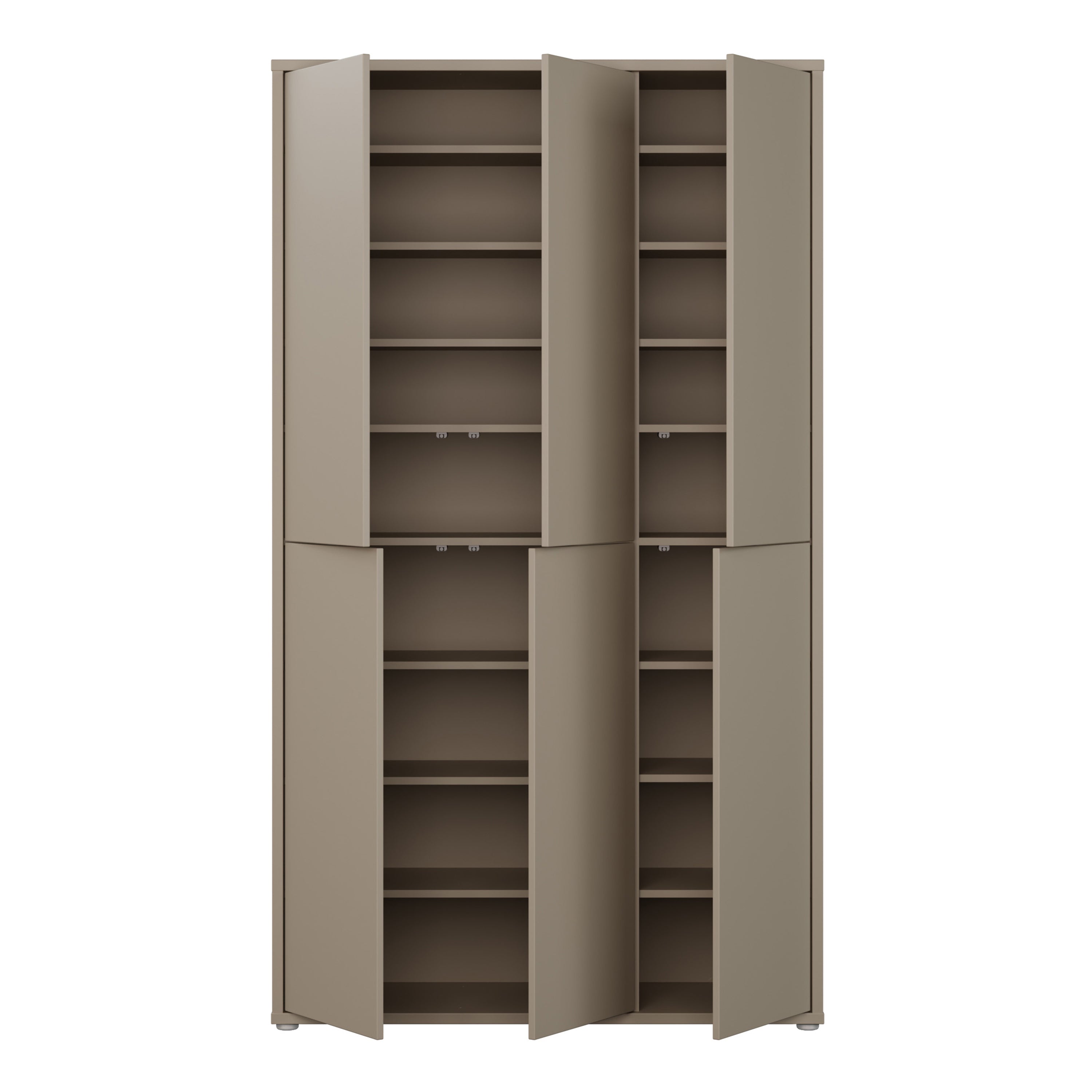 Alice Springs Tall Shoe Cabinet with 6 Doors Push-to-Open in Taupe