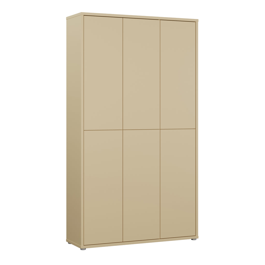Alice Springs Tall Shoe Cabinet with 6 Doors Push-to-Open in Butter Yellow