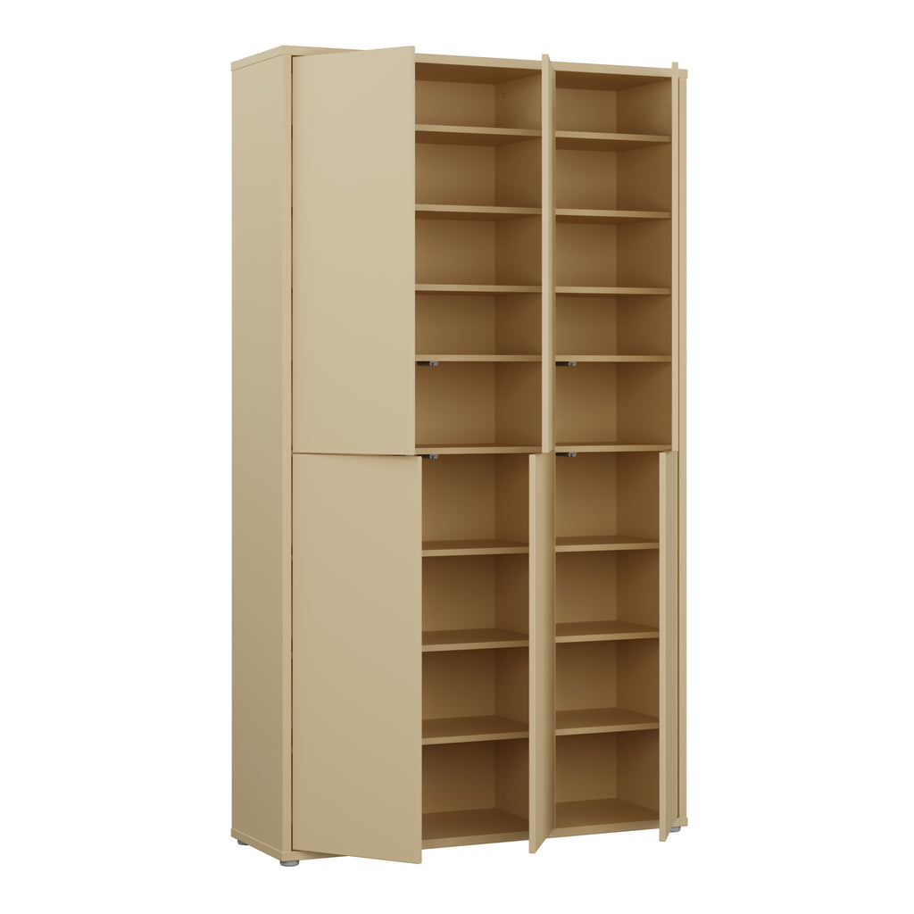 Alice Springs Tall Shoe Cabinet with 6 Doors Push-to-Open in Butter Yellow