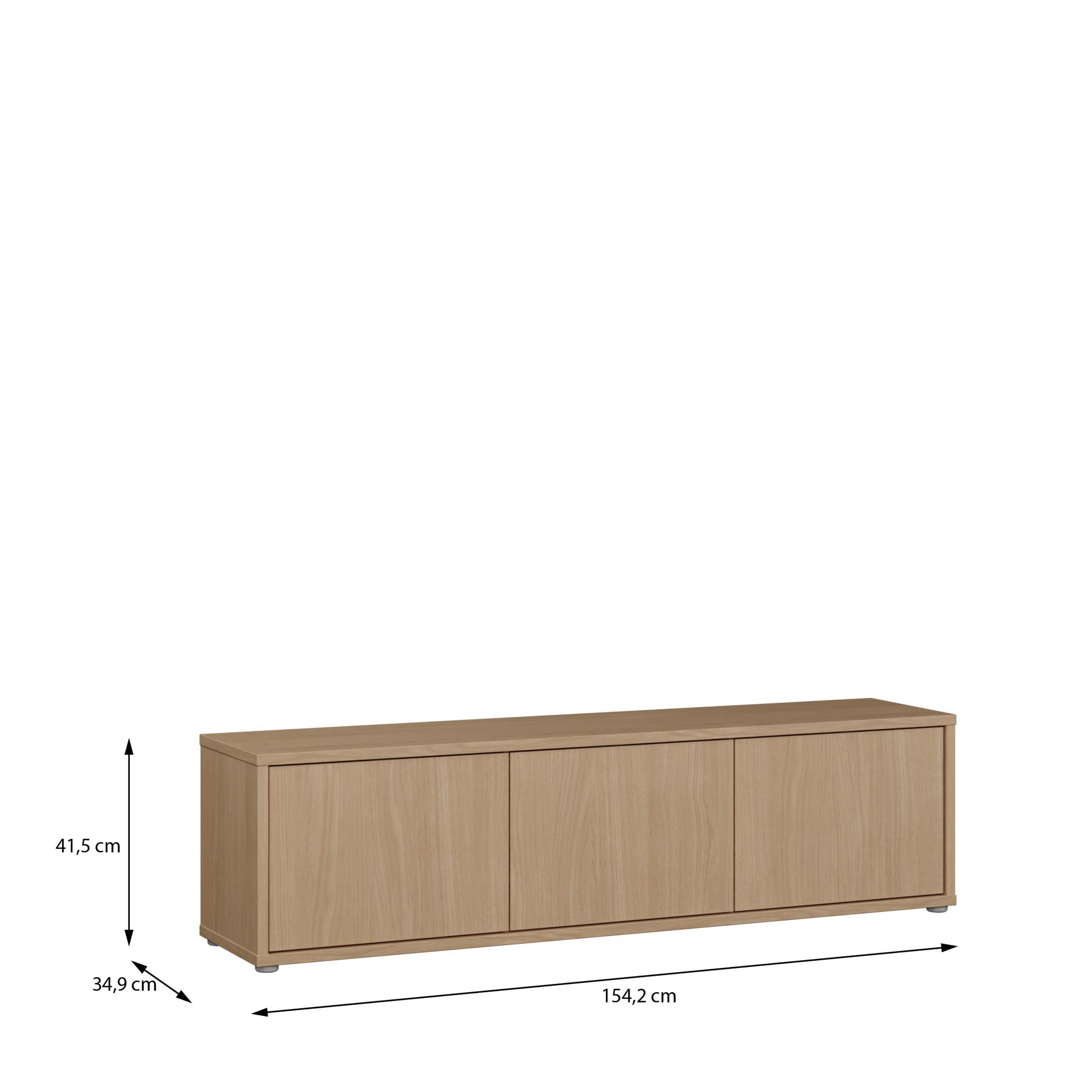 Alice Springs Wide TV Cabinet with 3 Doors Push-to-Open in Elegancia Oak