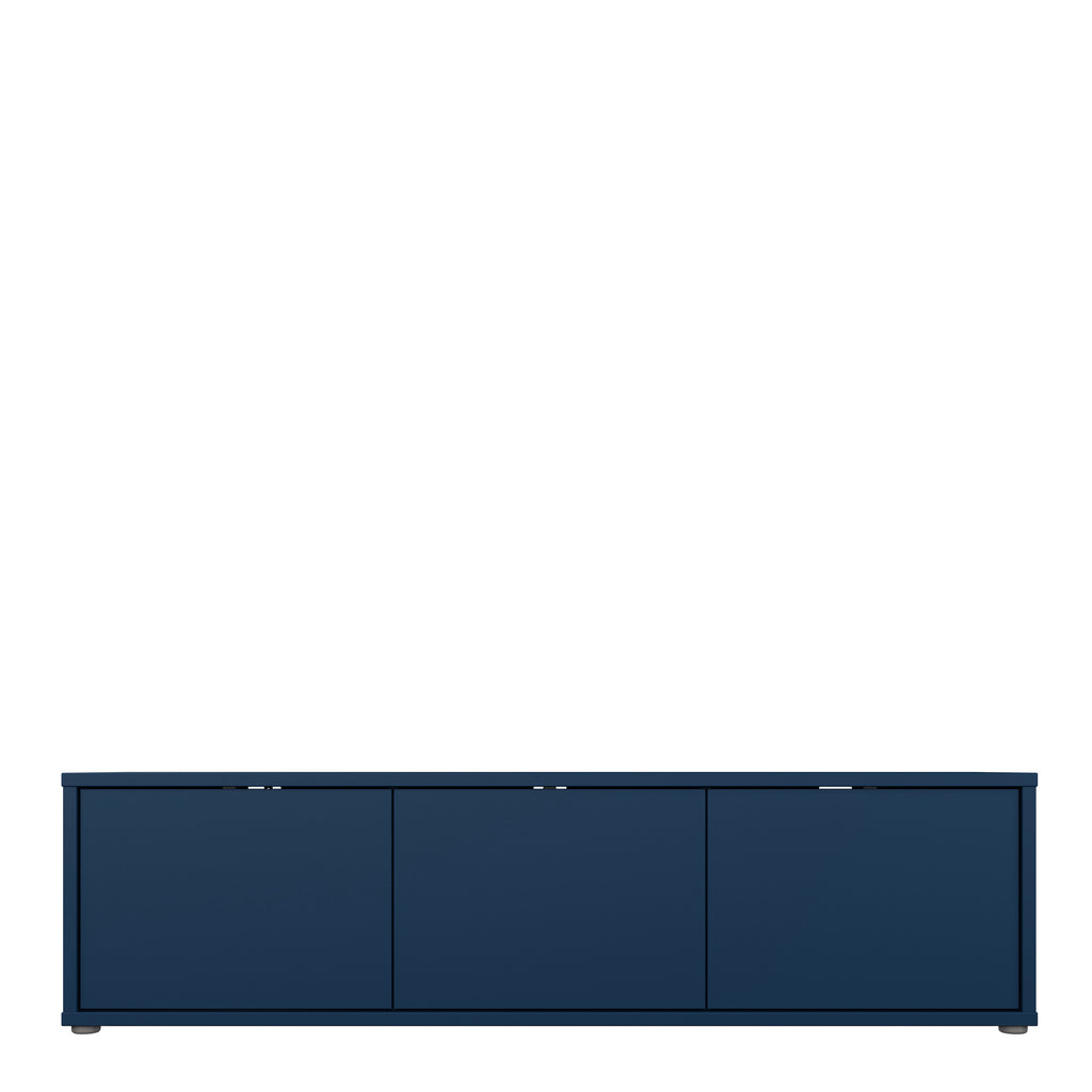 Alice Springs Wide TV Cabinet with 3 Doors Push-to-Open in Night Blue