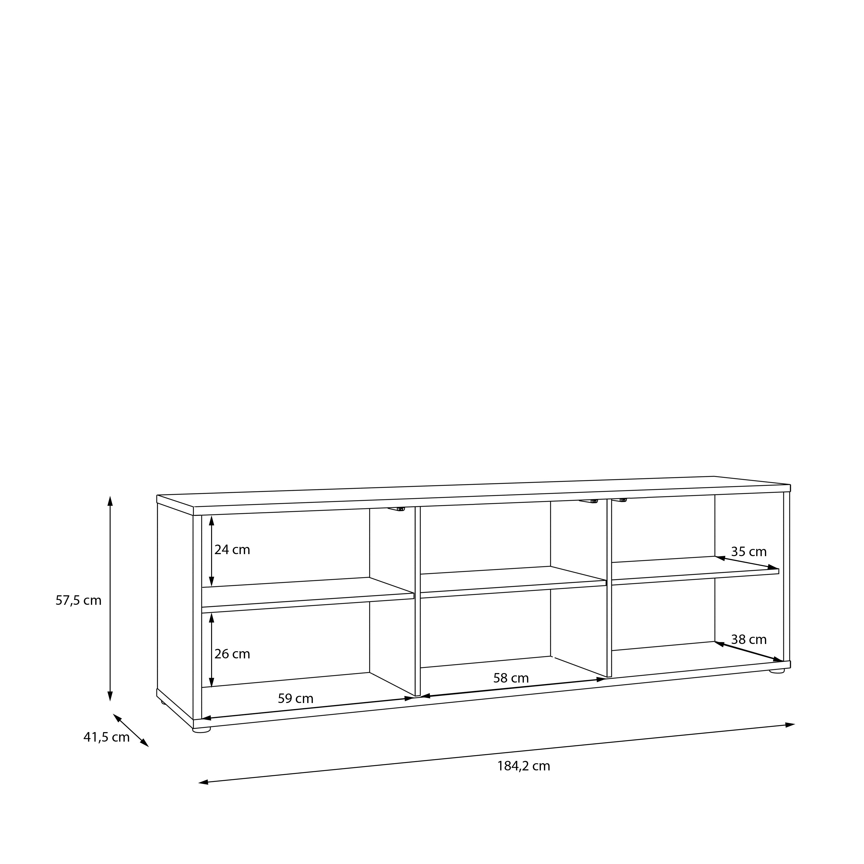 Alice Springs Large TV Cabinet with 3 Doors Push-to-Open in Sand