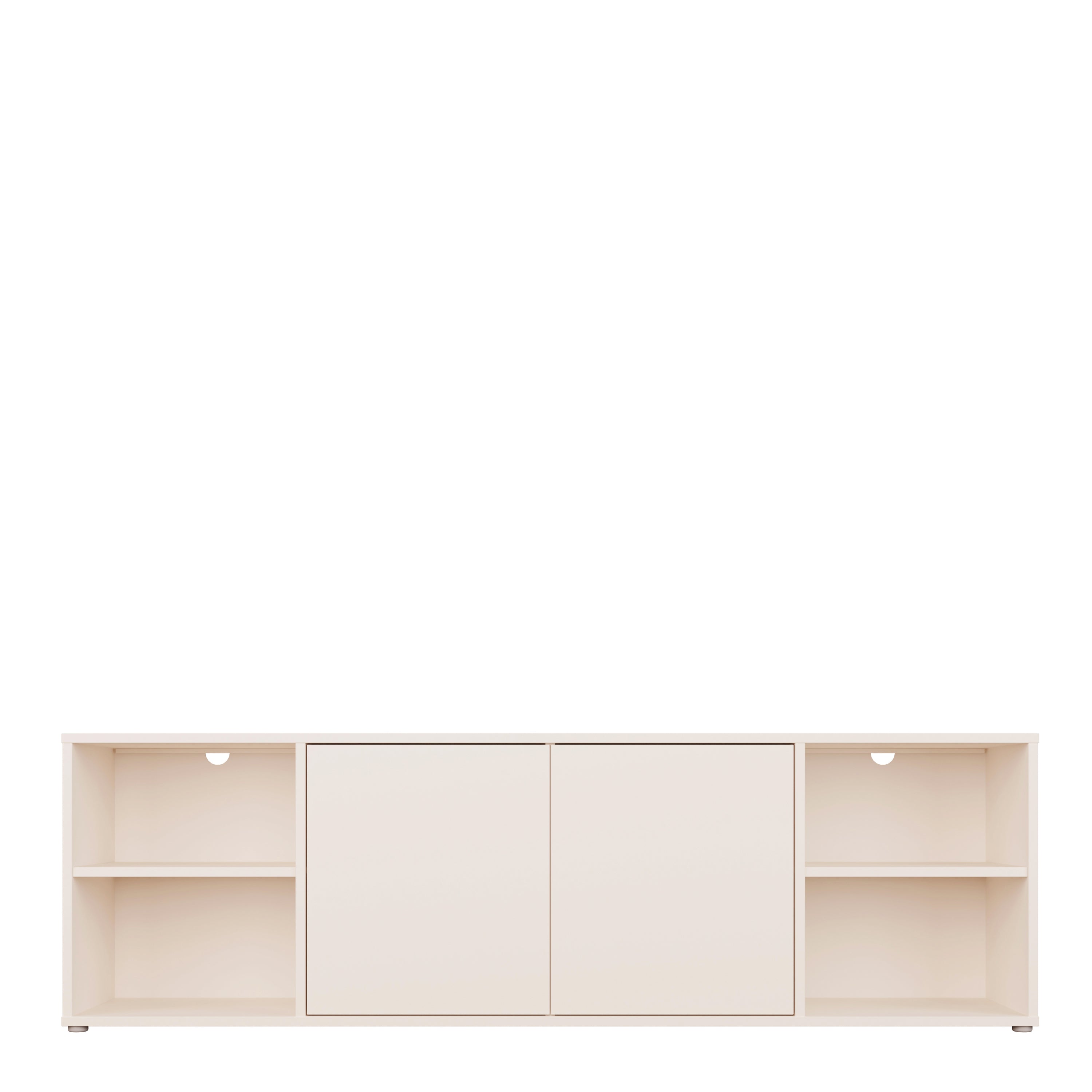 Alice Springs Wide TV Cabinet with 2 Doors Push-to-Open & 2 Open Shelves in Sand