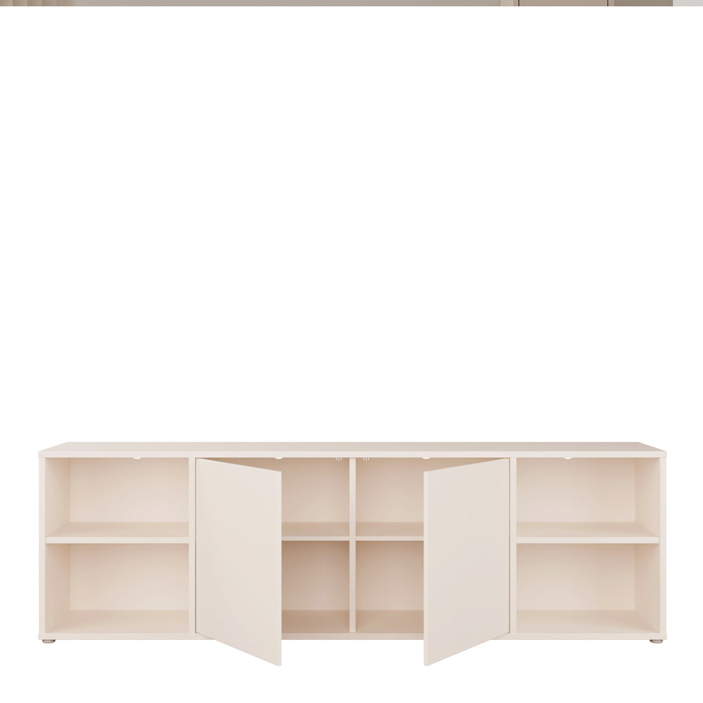 Alice Springs Wide TV Cabinet with 2 Doors Push-to-Open & 2 Open Shelves in Sand