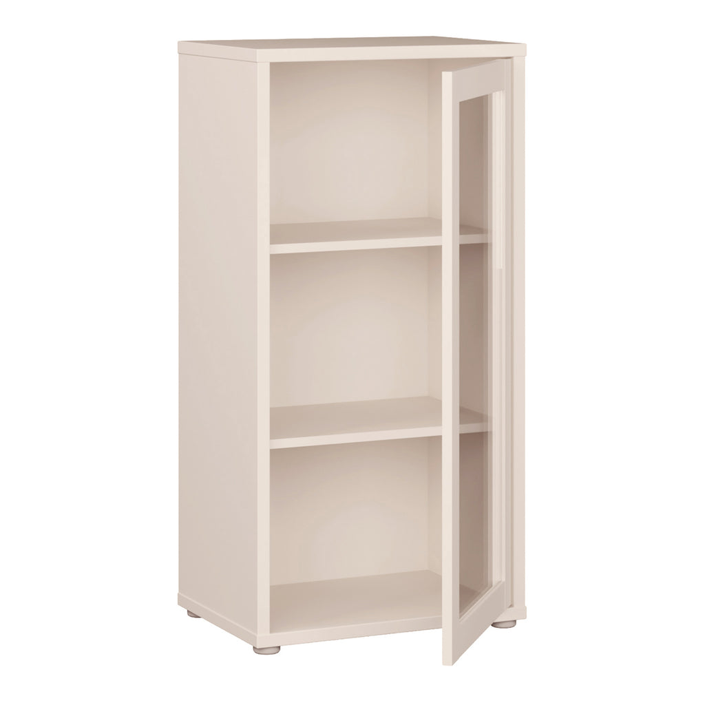 Alice Springs Low Glass Fronted Cabinet with Push-to-Open Door in Sand