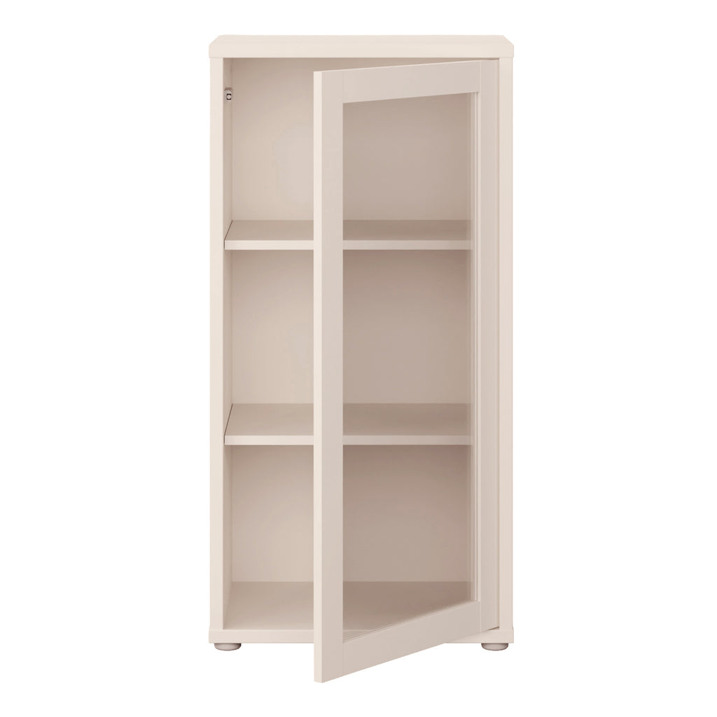 Alice Springs Low Glass Fronted Cabinet with Push-to-Open Door in Sand