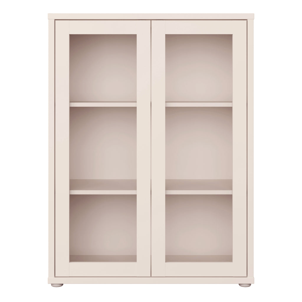 Alice Springs Low Glass Fronted Cabinet with 2 Push-to-Open Doors in Sand