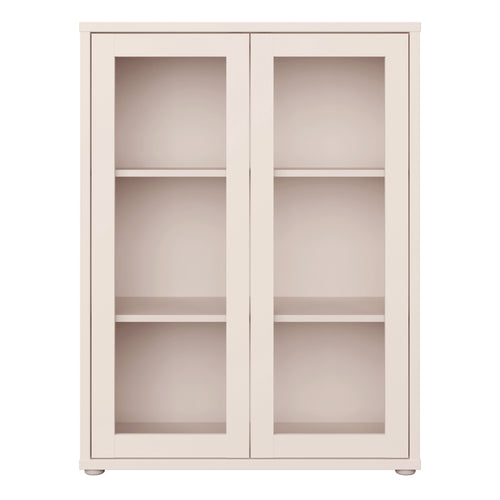 Alice Springs Low Glass Fronted Cabinet with 2 Push-to-Open Doors in Sand