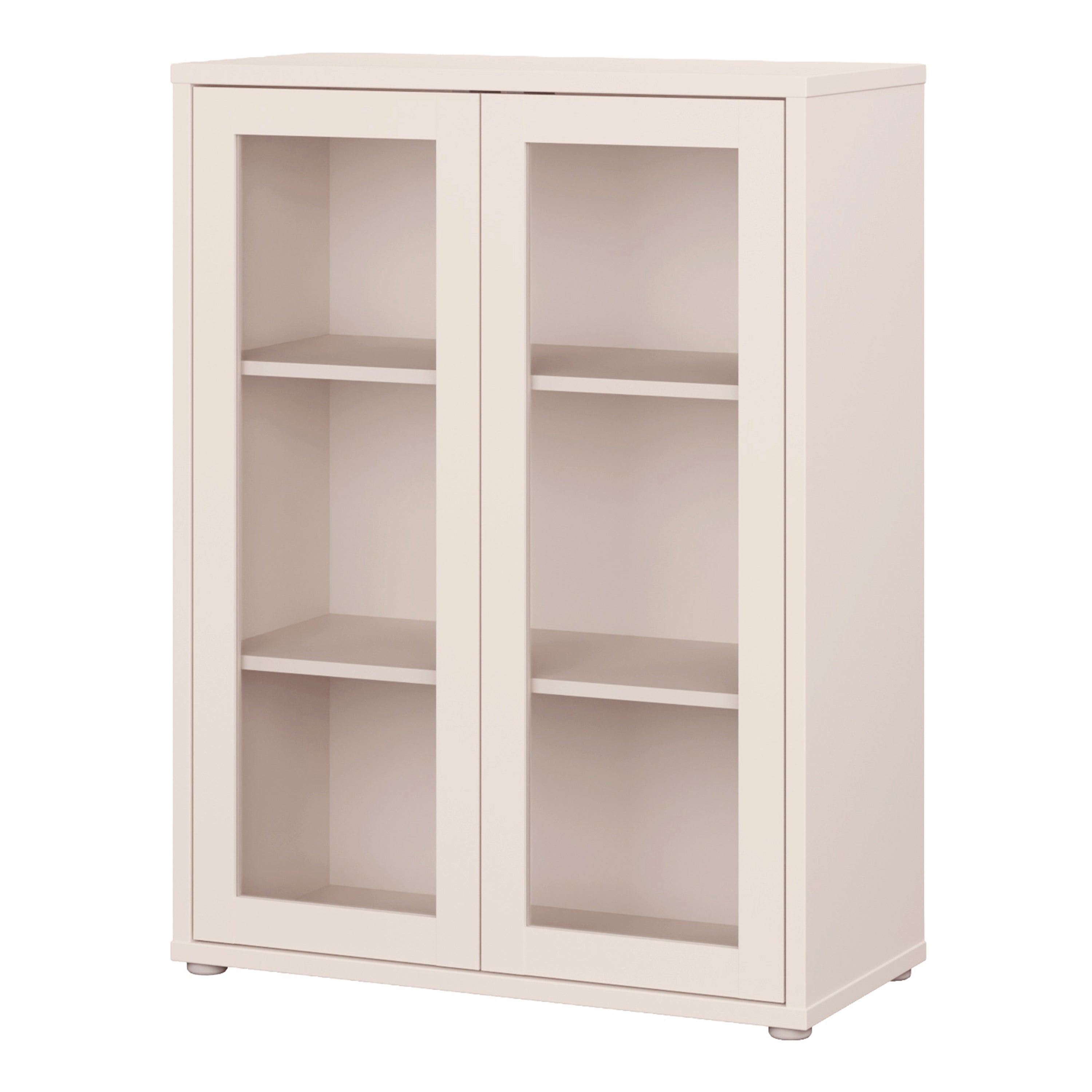 Alice Springs Low Glass Fronted Cabinet with 2 Push-to-Open Doors in Sand