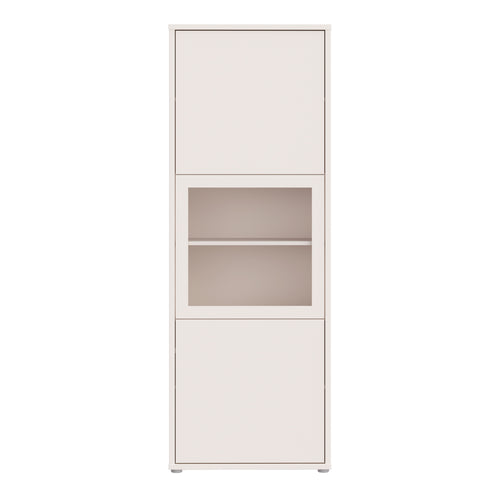 Alice Springs Narrow Display Cabinet with 3 Push-to-Open Doors in Sand