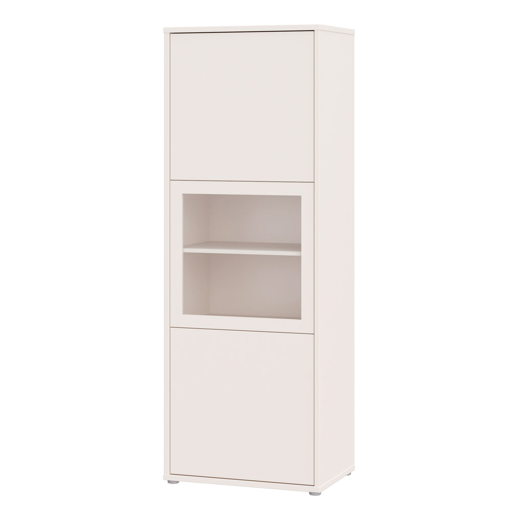 Alice Springs Narrow Display Cabinet with 3 Push-to-Open Doors in Sand