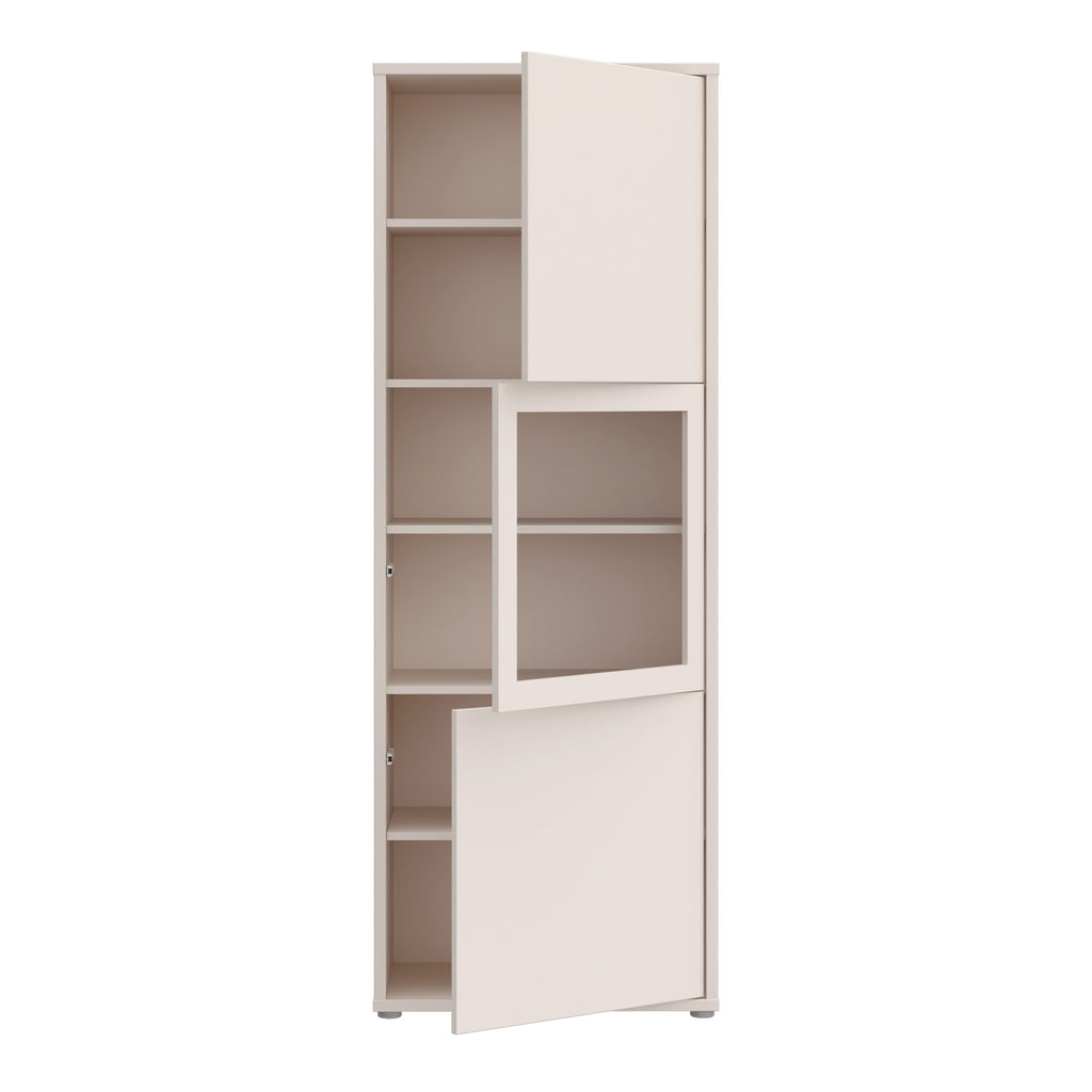 Alice Springs Narrow Display Cabinet with 3 Push-to-Open Doors in Sand