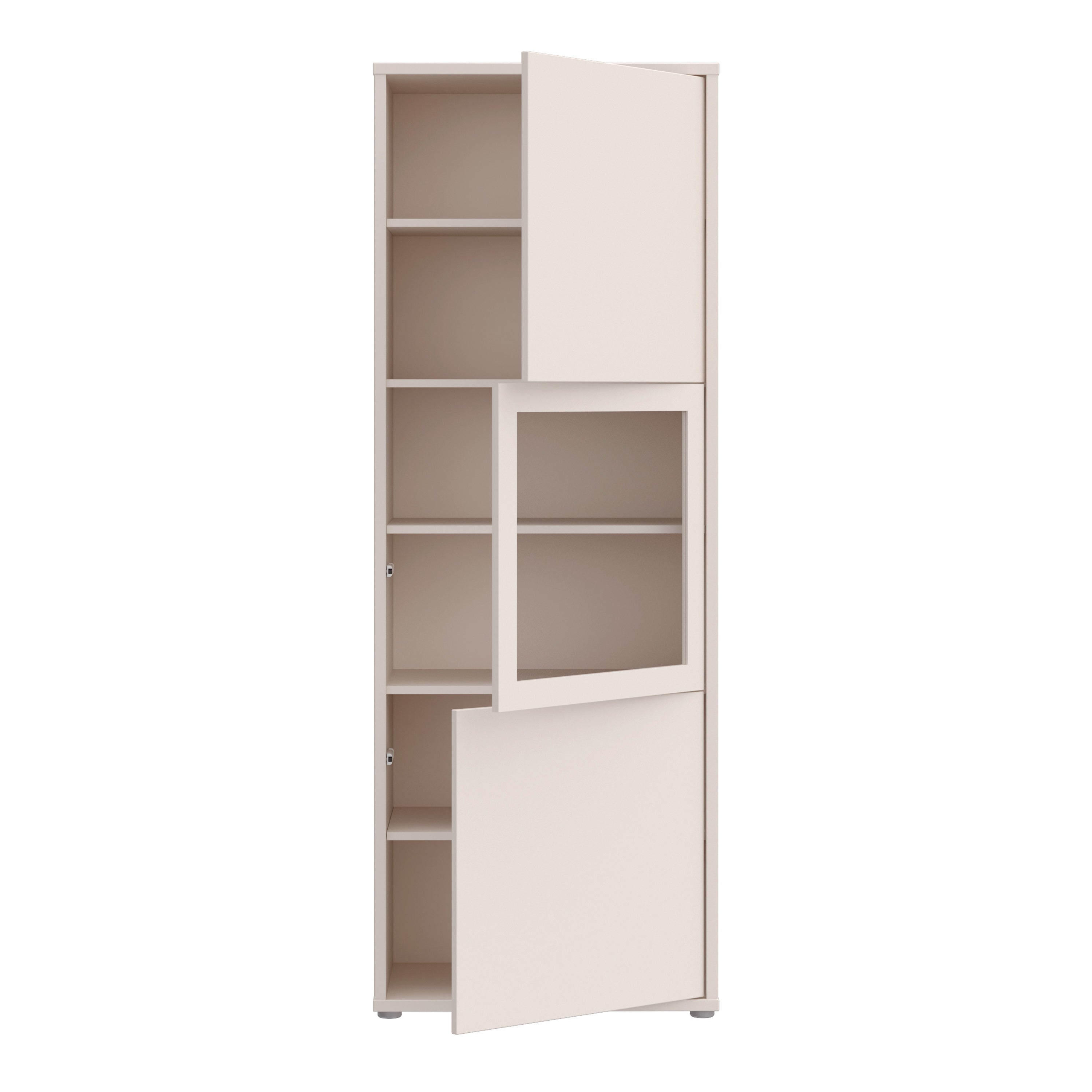 Alice Springs Narrow Display Cabinet with 3 Push-to-Open Doors in Sand