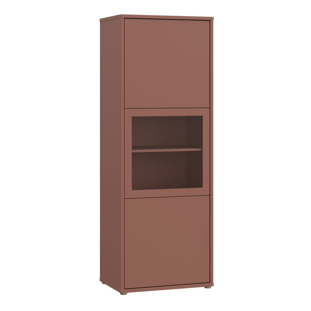 Alice Springs Narrow Display Cabinet with 3 Push-to-Open Doors in Terracotta
