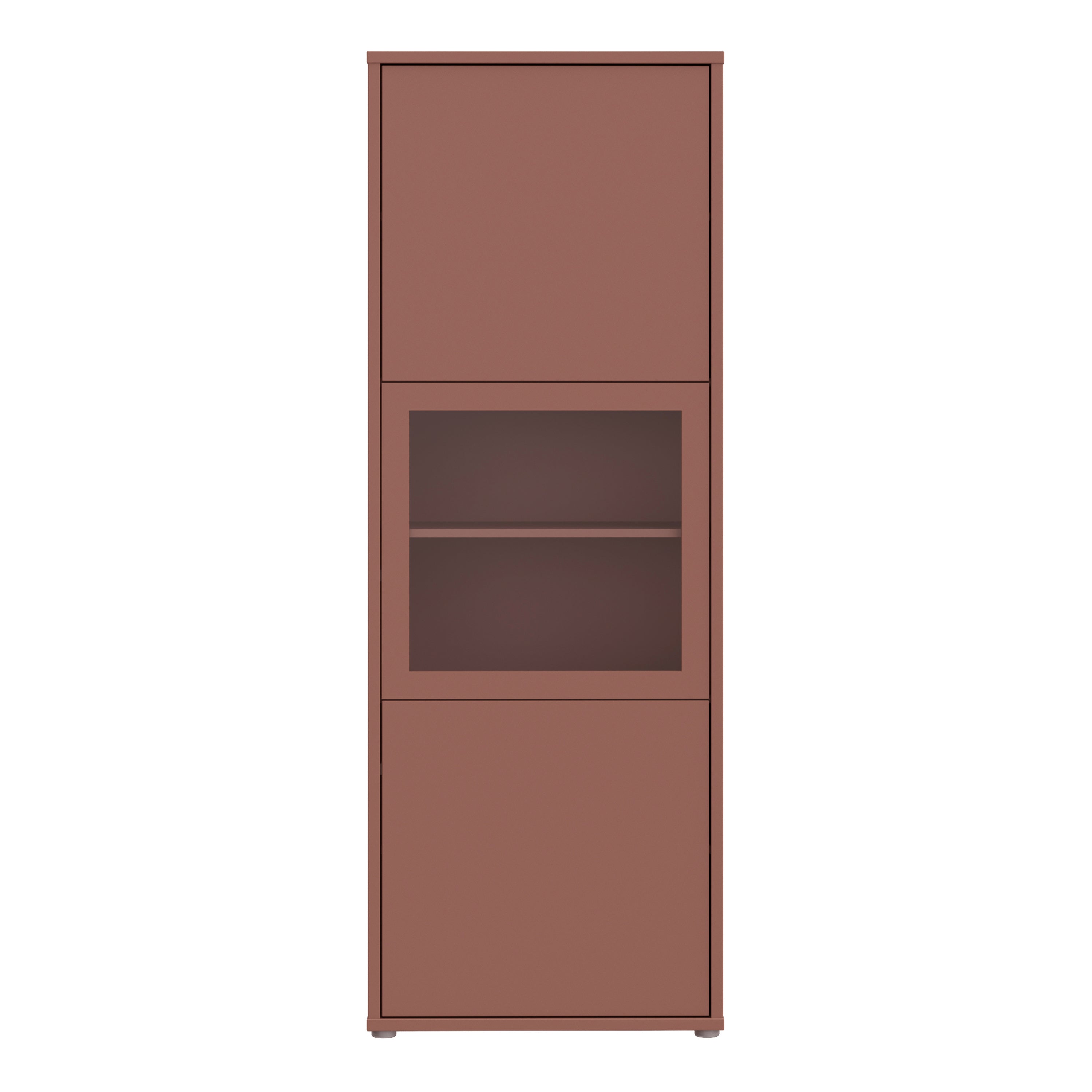 Alice Springs Narrow Display Cabinet with 3 Push-to-Open Doors in Terracotta