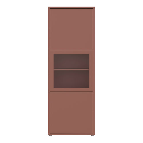 Alice Springs Narrow Display Cabinet with 3 Push-to-Open Doors in Terracotta
