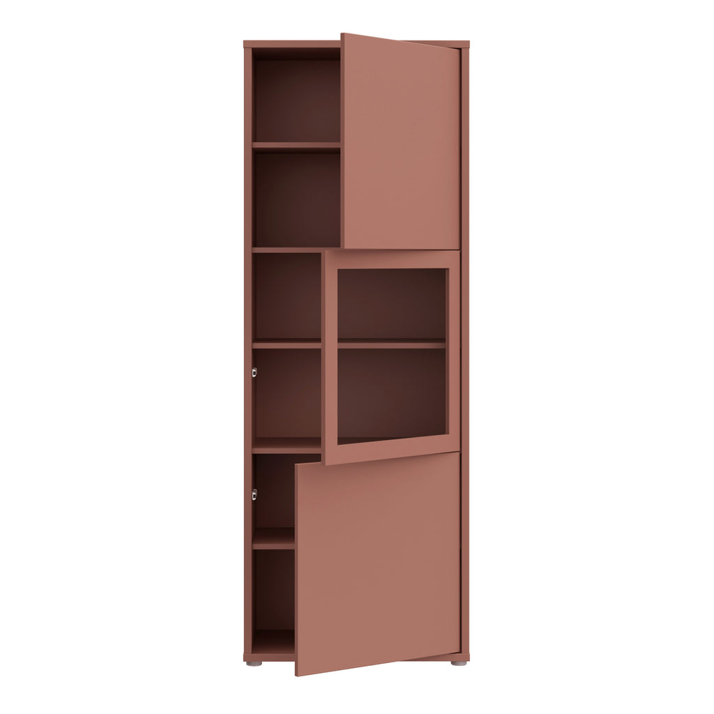 Alice Springs Narrow Display Cabinet with 3 Push-to-Open Doors in Terracotta