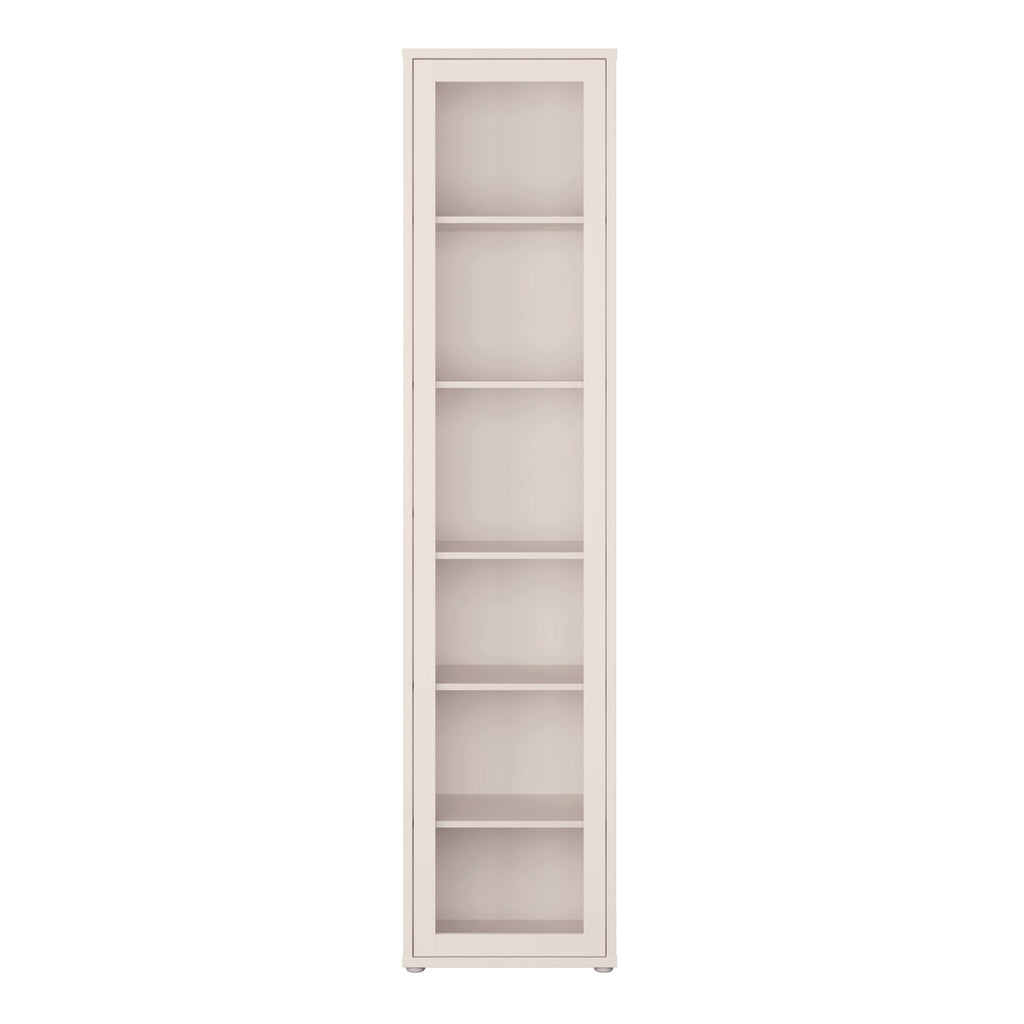 Alice Springs Slim Tall Display Cabinet with 1 Glass Door Push-to-Open & 5 Shelves in Sand