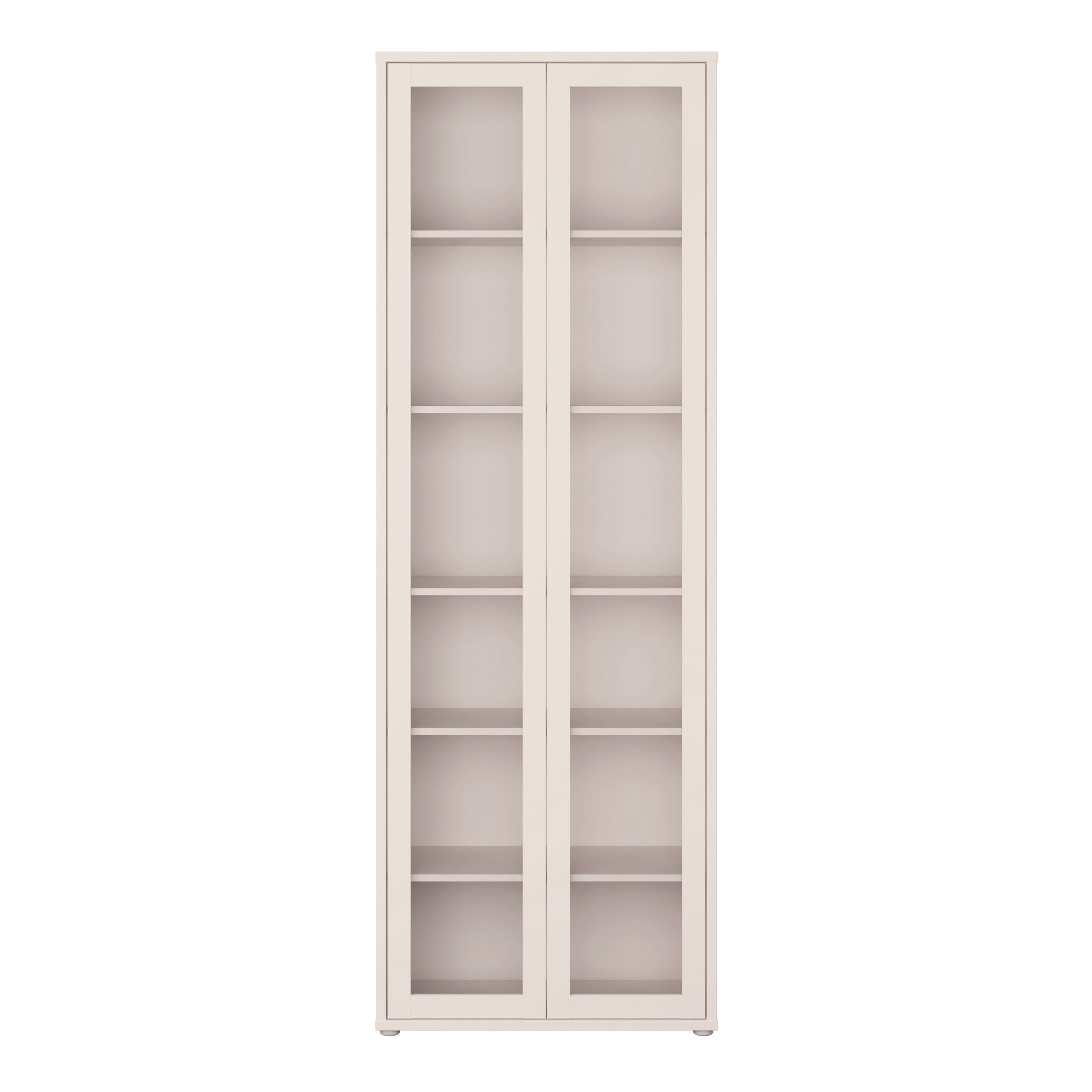 Alice Springs Slim Tall Display Cabinet with 2 Glass Doors Push-to-Open & 5 Shelves in Sand