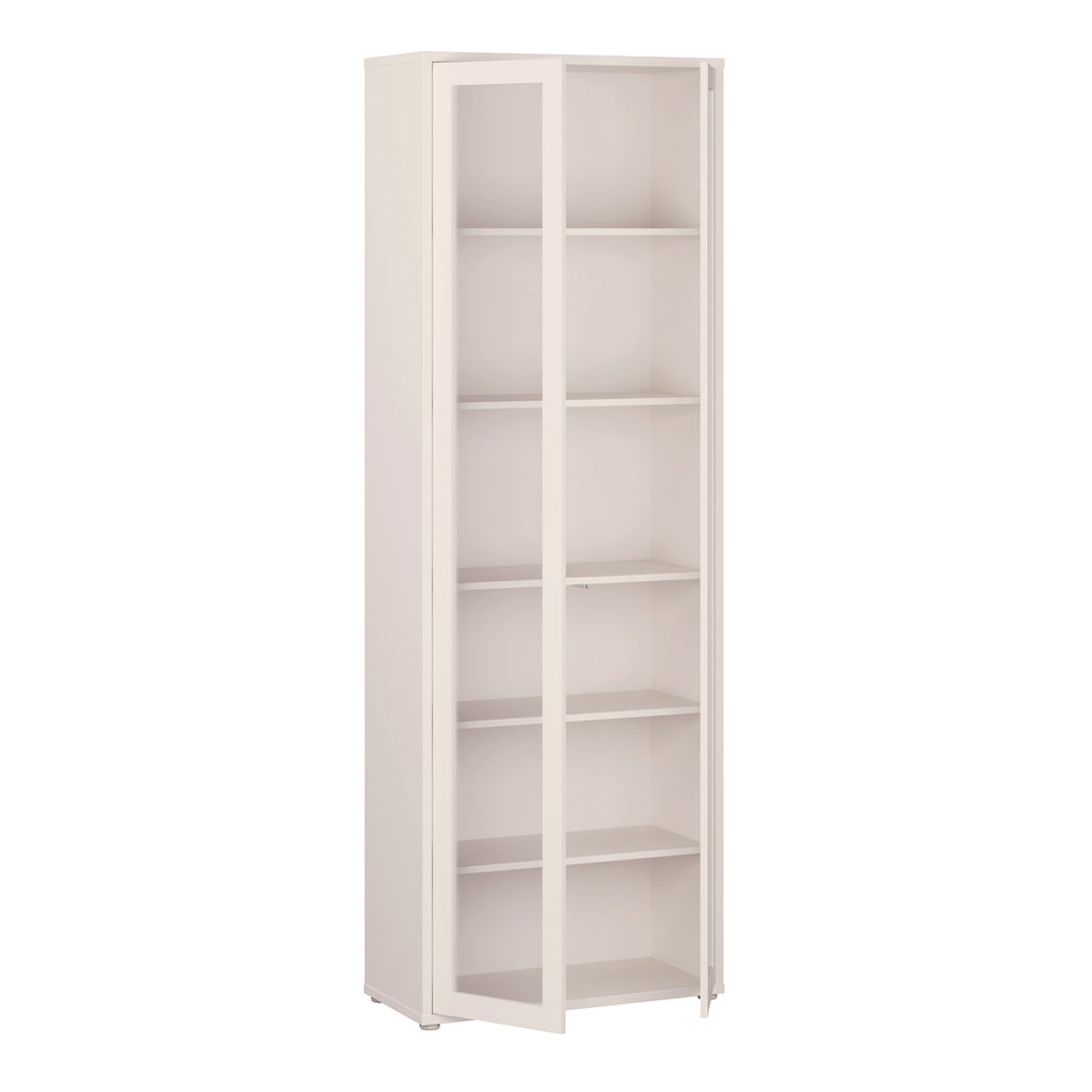 Alice Springs Slim Tall Display Cabinet with 2 Glass Doors Push-to-Open & 5 Shelves in Sand